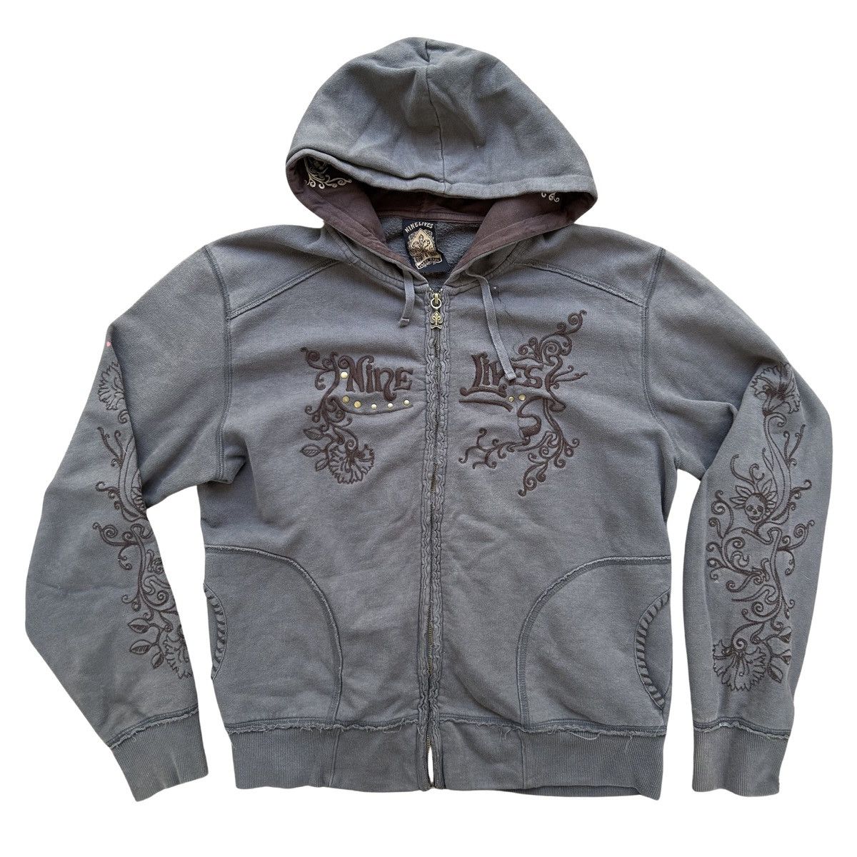 Nine Lives NINE LIVES Hard To Handle Full Zip Hooded Sweater Y2K XL Size XL / US 12-14 / IT 48-50 - 1 Thumbnail