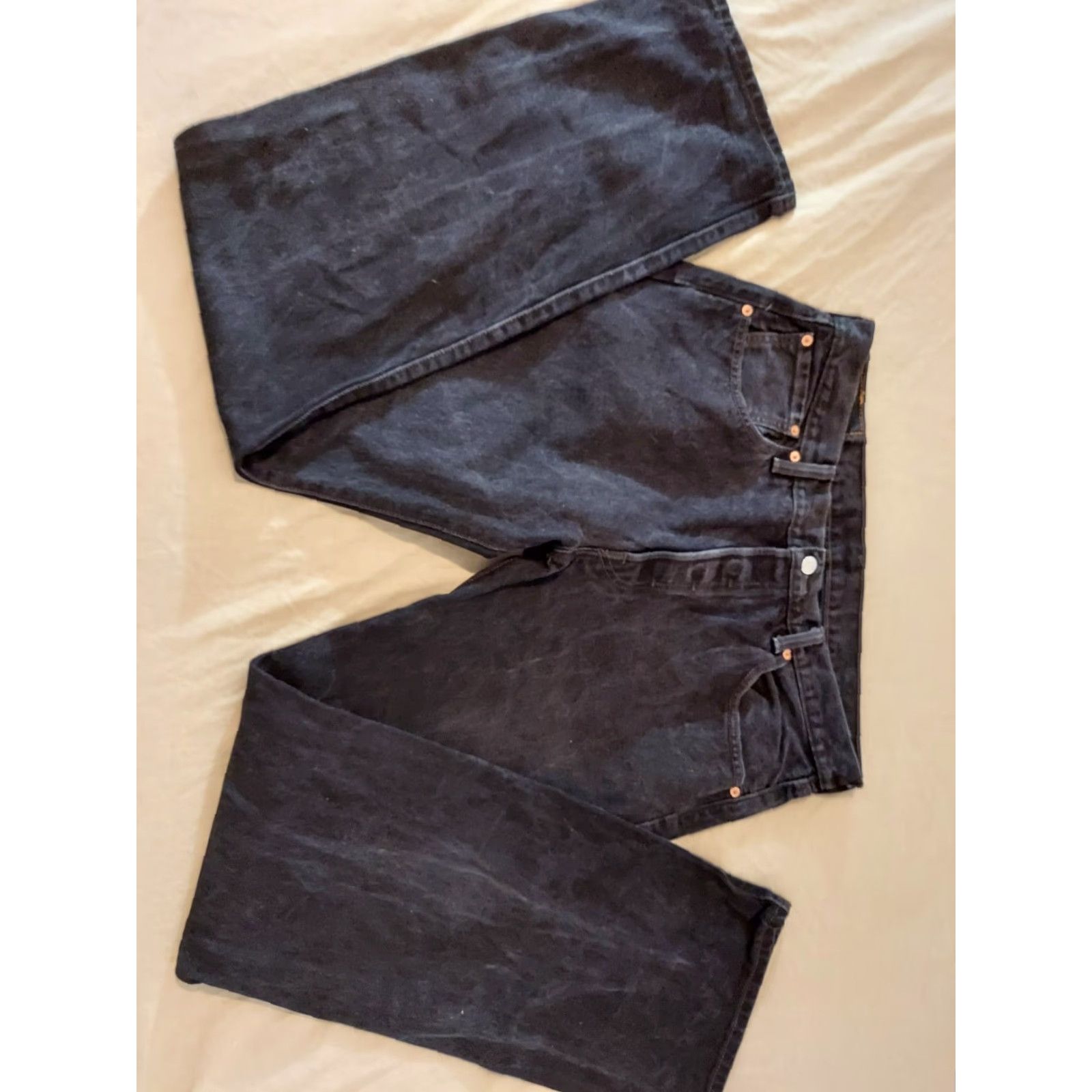 Levi's VINTAGE Levis 501 Jeans 36x34 Classic Straight Denim Black Mens Pants 36 Inseam 34 Size US 36 / EU 52 - 4 Thumbnail