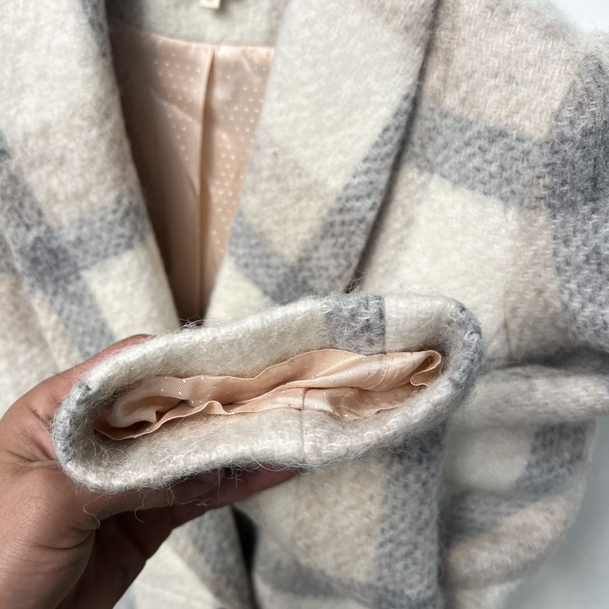 Sezane Sezane Wool Plaid Print Faux Fur Coat Size XS / US 0-2 / IT 36-38 - 5 Thumbnail