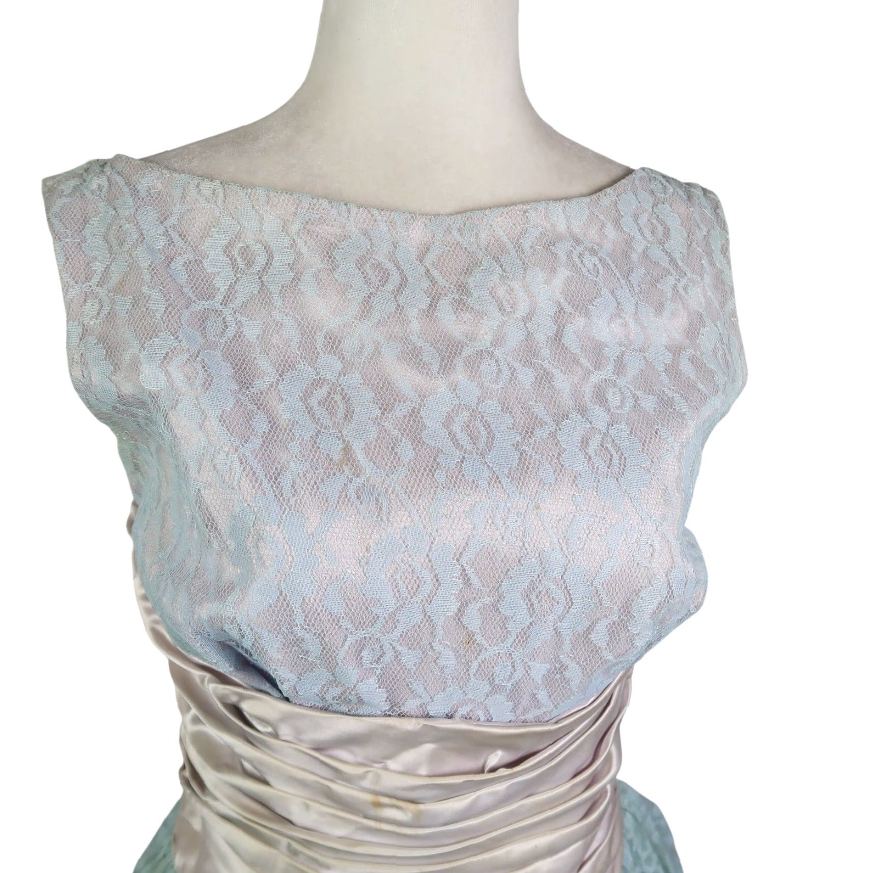 Vintage VINTAGE 60s Powder Blue Lace Full A-Line Midi Prom Dress S Womens Midi Lace Size S / US 4 / IT 40 - 2 Thumbnail