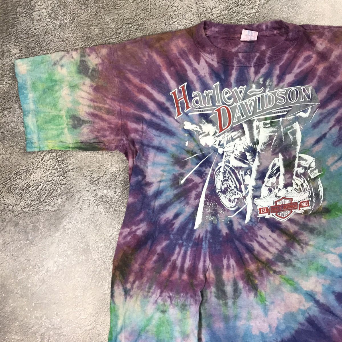 Harley Davidson Vintage 90s Harley Davidson Tie Dye Graphic Tee Streetwear X Size US XL / EU 56 / 4 - 3 Thumbnail