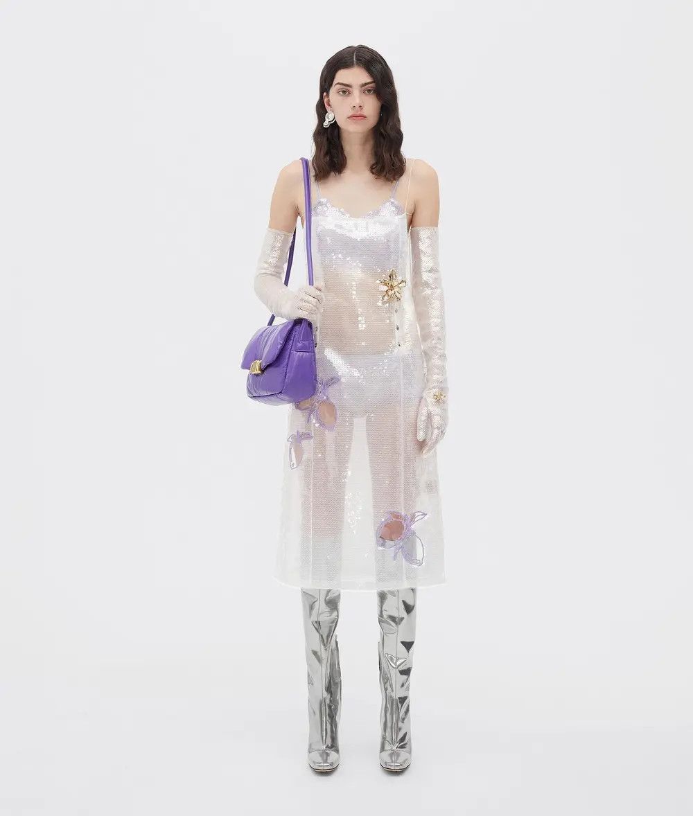 Bottega Veneta o1n1vont1225 Lemon Sheer Jersey And Sequins Dress Size M / US 6-8 / IT 42-44 - 1 Thumbnail