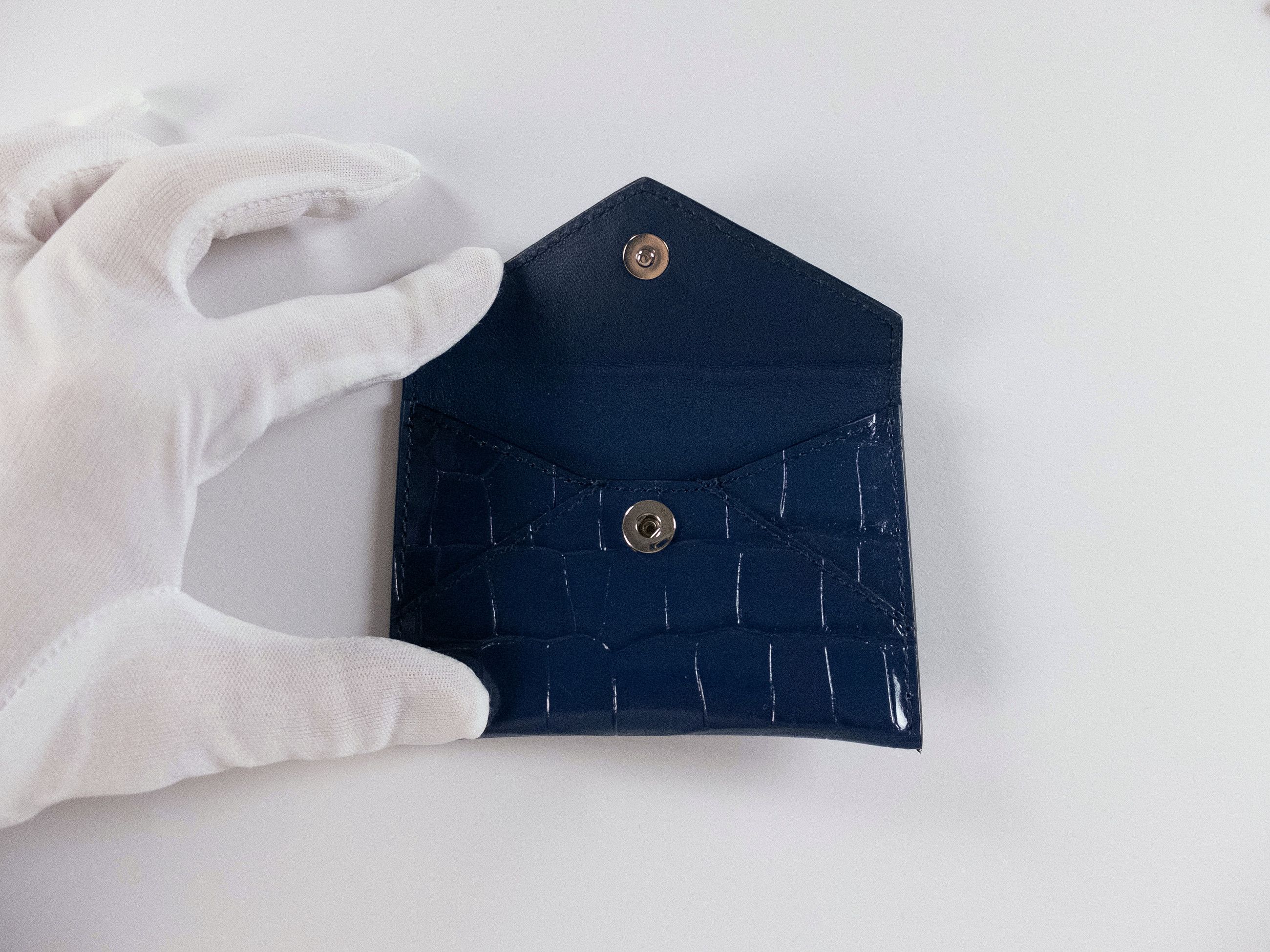 Alexander McQueen ALEXANDER MCQUEEN Skull blue croc effect leather card holder Size ONE SIZE - 5 Thumbnail