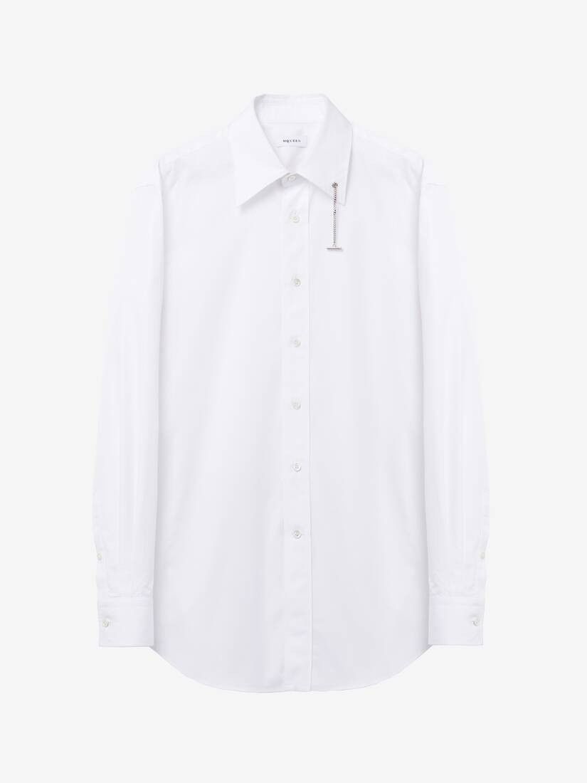 Alexander McQueen o1srvl11e0226 T-Bar Chain Shirt In White Size US L / EU 52-54 / 3 - 1 Thumbnail