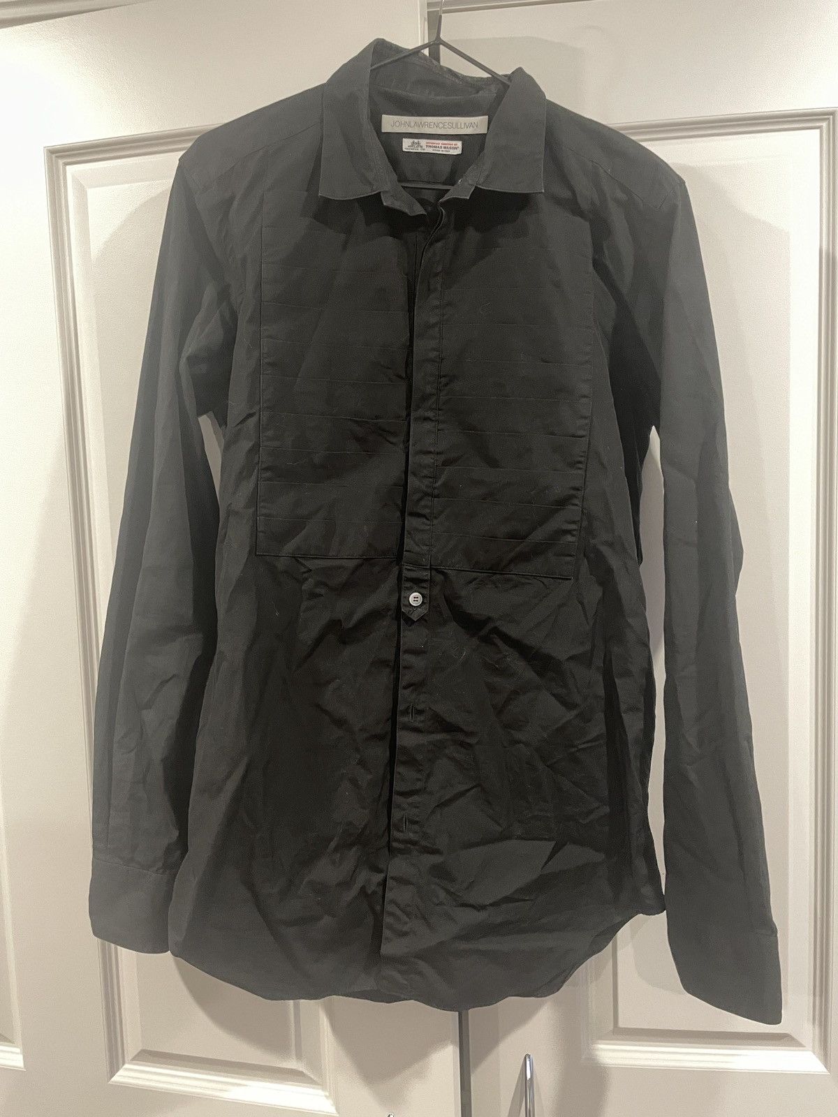 image of John Lawrence Sullivan Pleated Shirt in Black, Men's (Size Medium)