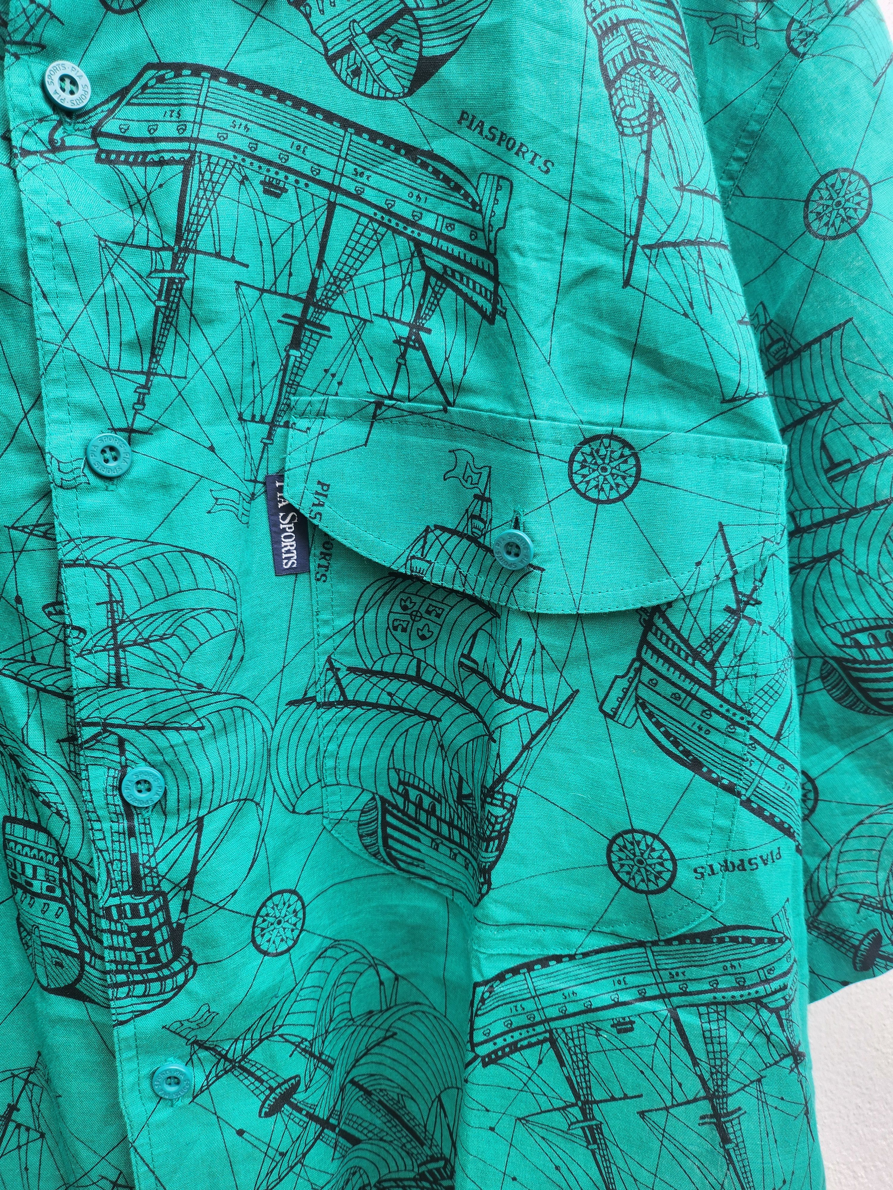 Japanese Brand 💥 Pia Sports Japan Sailing Ship Art Shirt Size US XXL / EU 58 / 5 - 5 Thumbnail