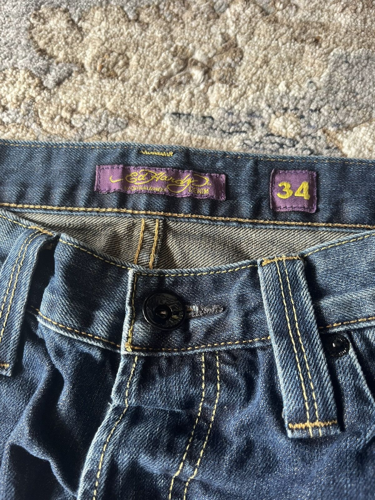 Ed Hardy ED HARDY LOT 2010 RAW DENIM JEANS 34 STRAIGHTLEG / BAGGY Size US 32 / EU 48 - 4 Thumbnail