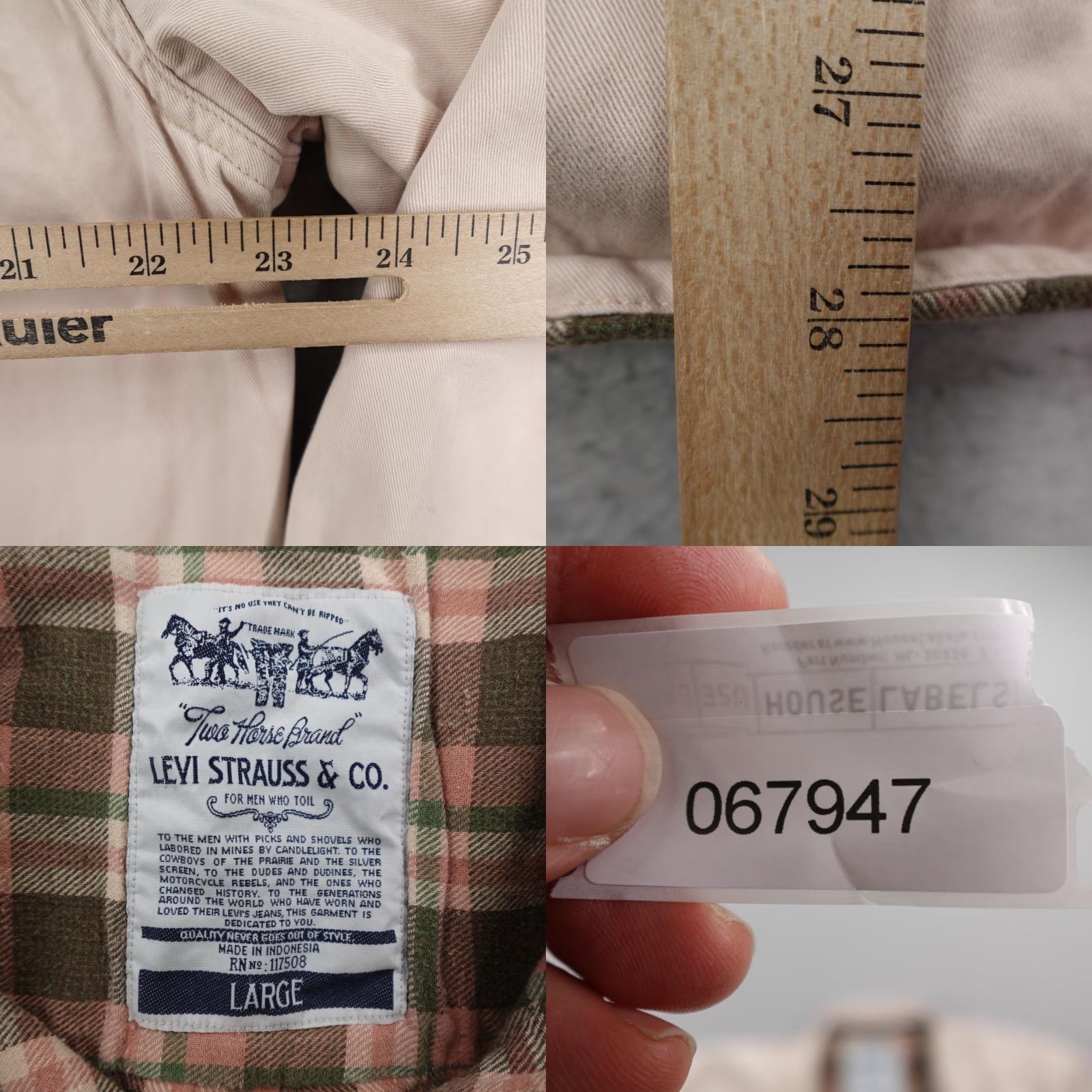 Levi's Levis Shirt Mens Large Beige Khaki Twill Flannel Lined Button Up Shacket Utility Size US L / EU 52-54 / 3 - 8 Thumbnail