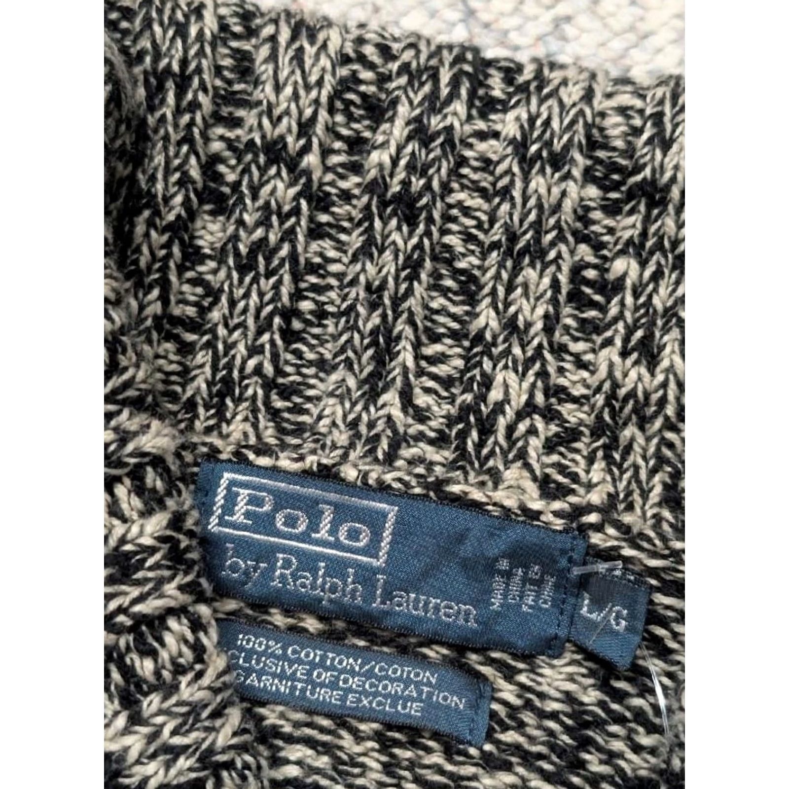 Polo Ralph Lauren VINTAGE Polo Ralph Lauren Raglan Sweater L Mens Black/Off-White Shawl 1990s NSW NOS Size US L / EU 52-54 / 3 - 4 Thumbnail