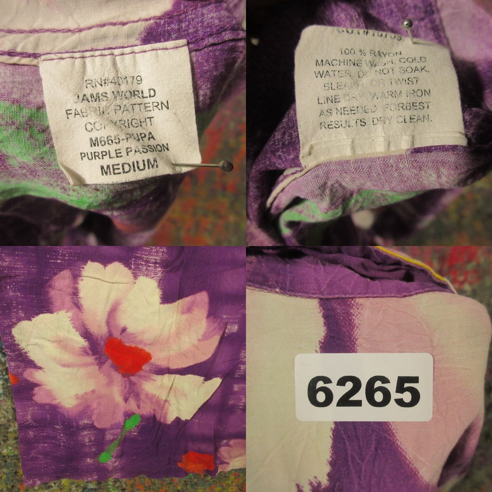 Jams World VINTAGE Jams World Shirt Button-Up Men M Purple Passion Abstract Floral USA EUC Size US M / EU 48-50 / 2 - 8 Thumbnail