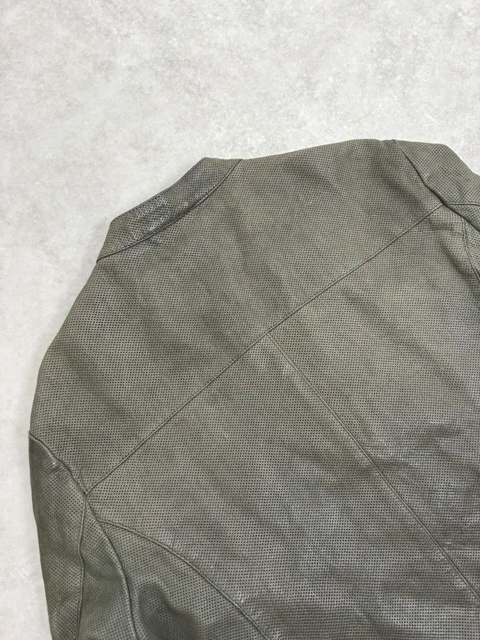 Emporio Armani SS2014 Emporio Armani Asymmetrical Zip Perfored Grey Leather Jacket Size US M / EU 48-50 / 2 - 7 Thumbnail