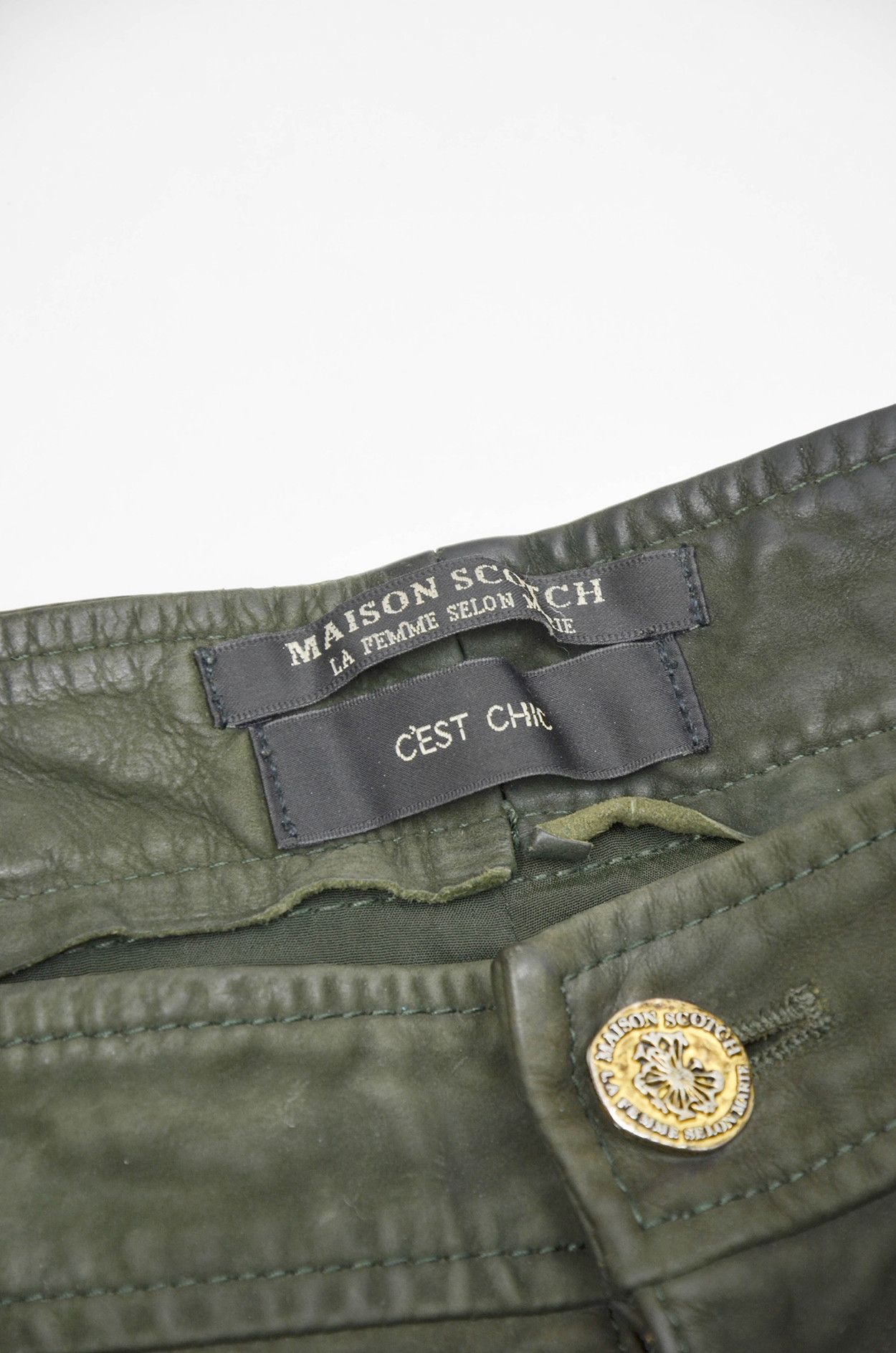 Leather × Scotch & Soda MAISON SCOTCH Green Leather Pants Size 33" - 5 Thumbnail