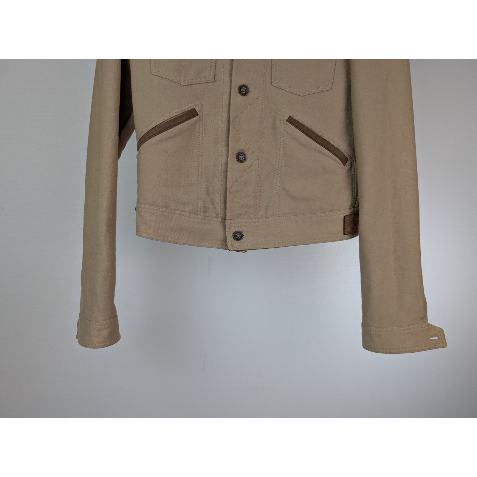 Tom Ford o1rshd1 Stretch Cotton Trucker Jacket in Beige Size US M / EU 48-50 / 2 - 4 Thumbnail