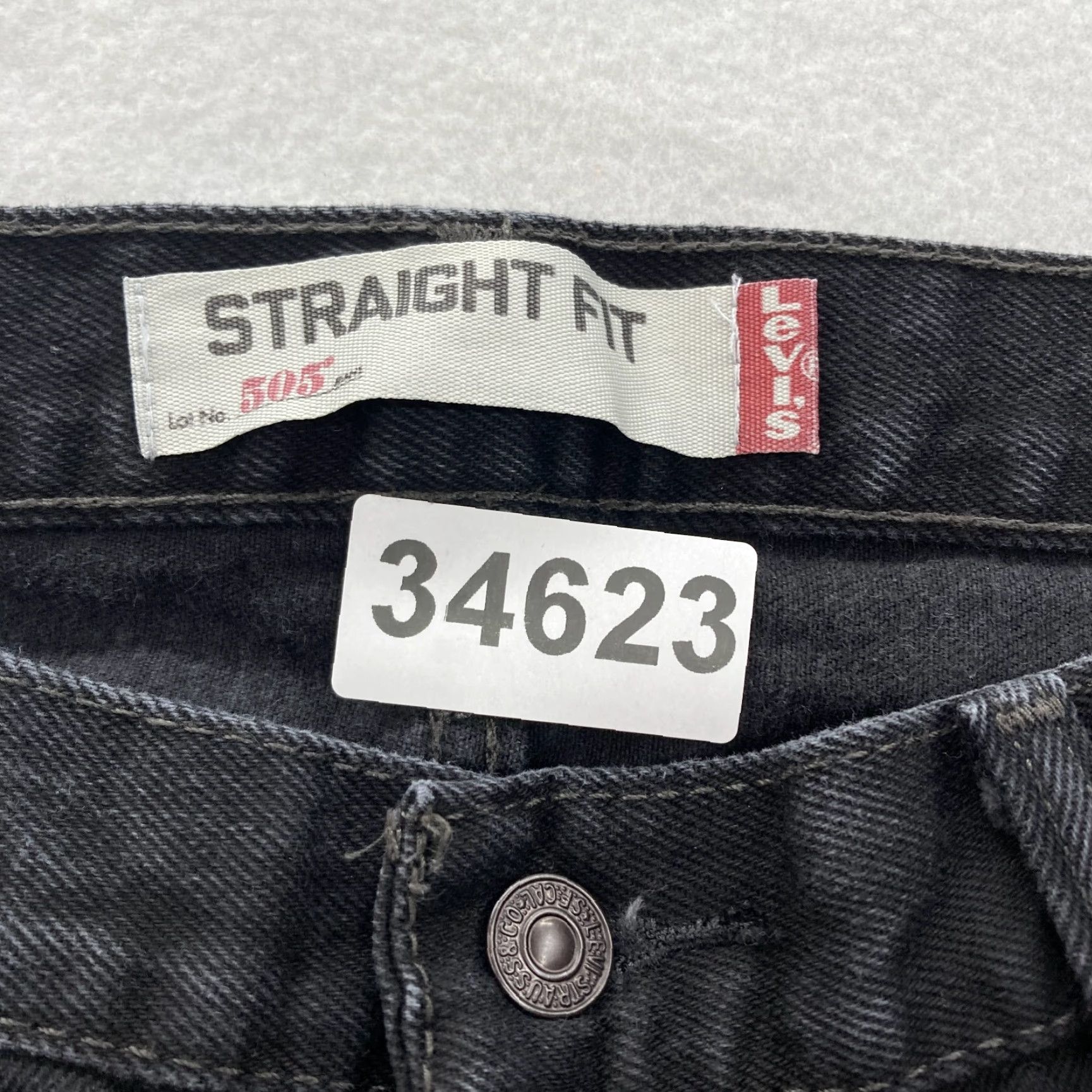 Levi's Levi's 505 Jeans Mens 34x32 Regular Straight Black Denim Mid Rise Grunge Western Denim Jeans - Levi's 505 Mens 34 32 Black Distressed None 5-Pocket Size US 34 / EU 50 - 4 Thumbnail