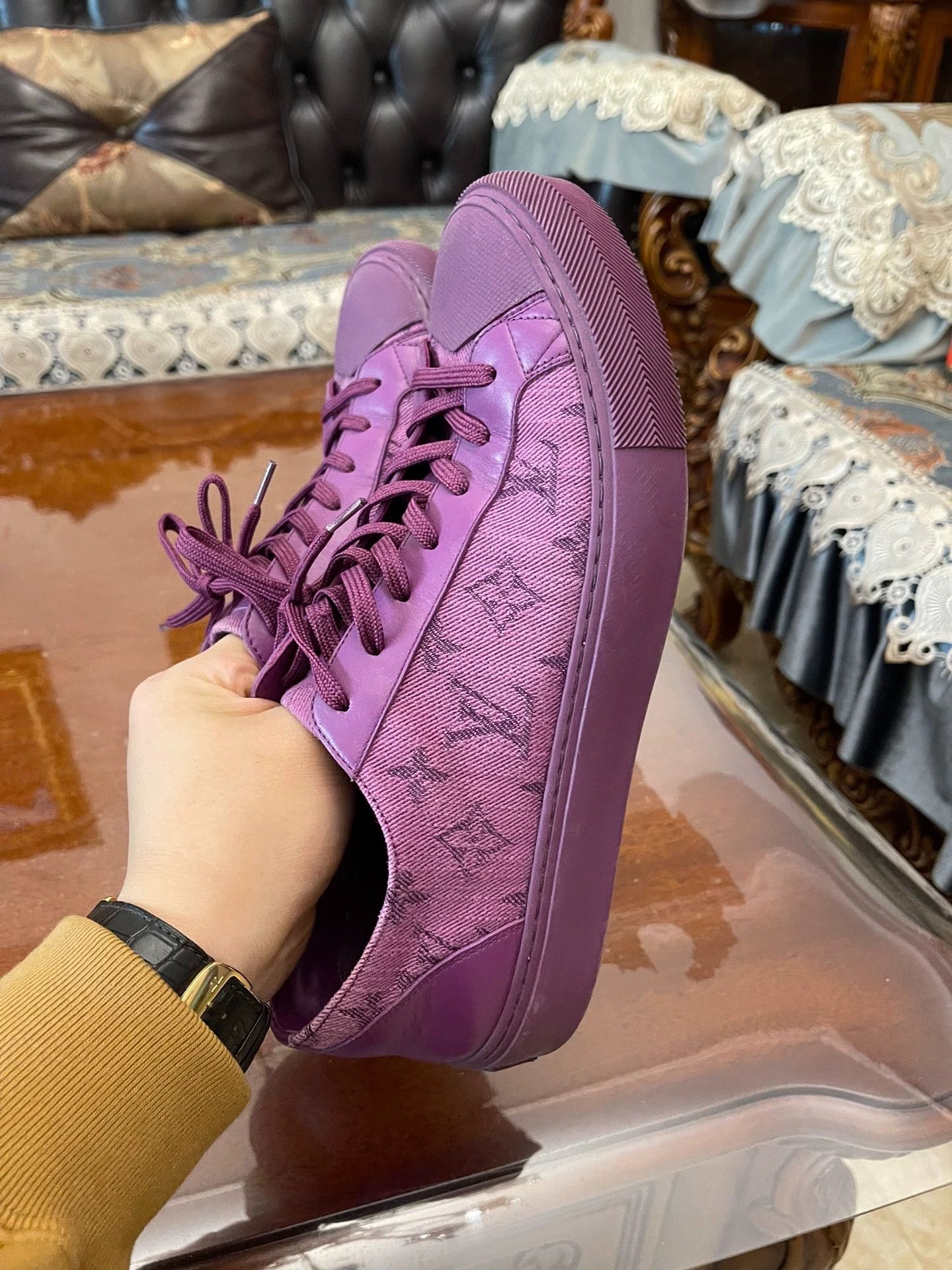 Louis Vuitton LV Classic Denim & Calfskin Full Logo Sneaker UK6 Size US 7 / EU 40 - 3 Thumbnail