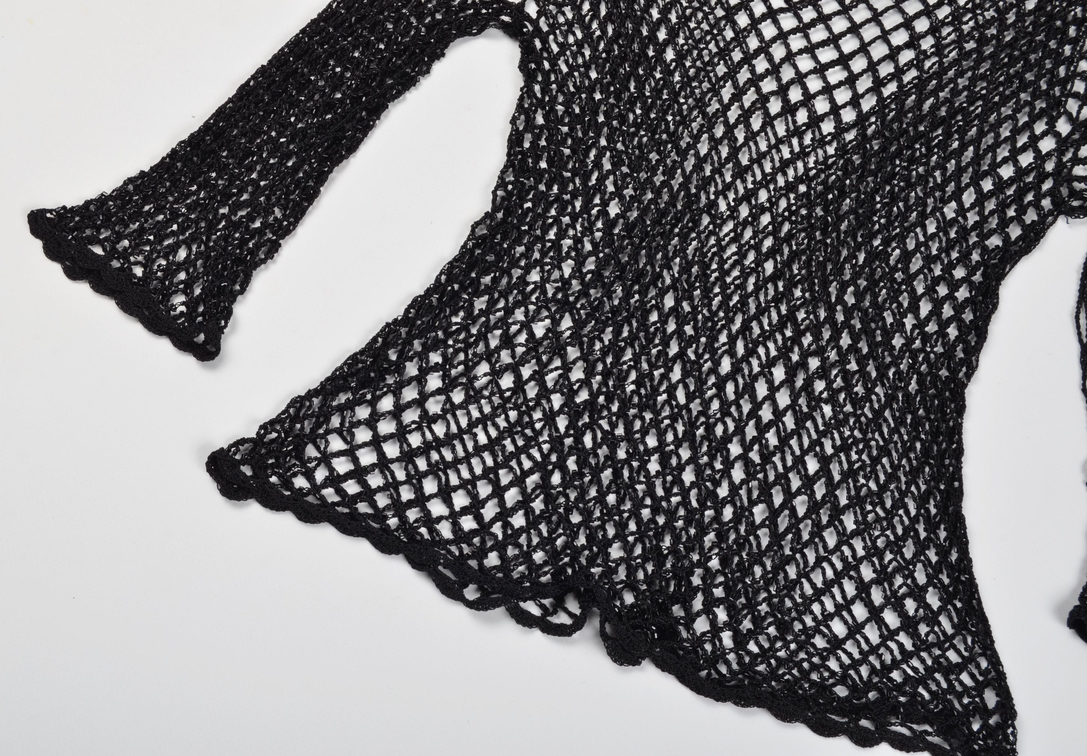 Other Y2K Fishnet Crochet Knit Beaded Grunge Whimsigoth Top Blouse Size ONE SIZE - 6 Thumbnail