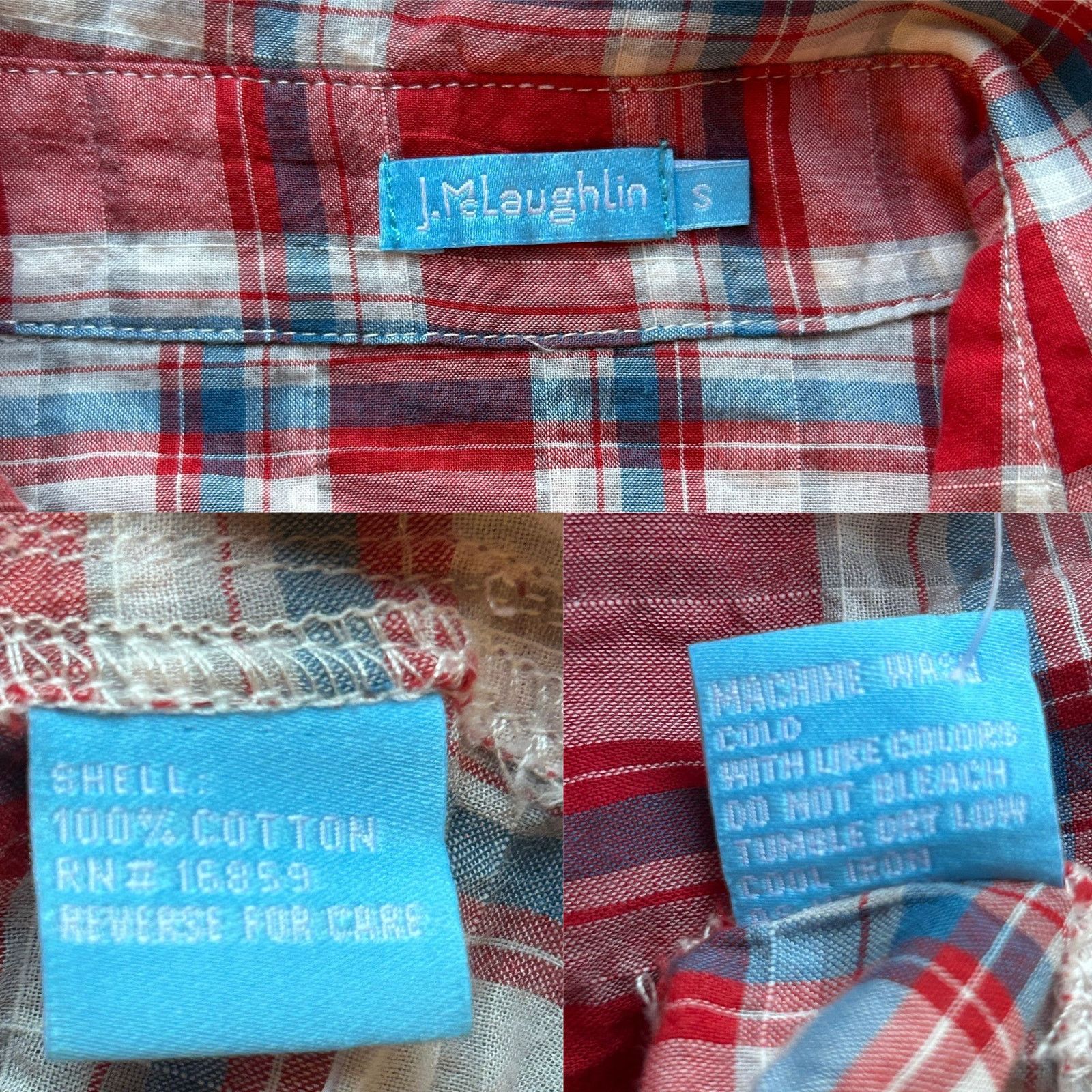 J.McLaughlin J. McLaughlin Red, White, Blue Cotton Crinkled Blouse, Small Size S / US 4 / IT 40 - 5 Thumbnail