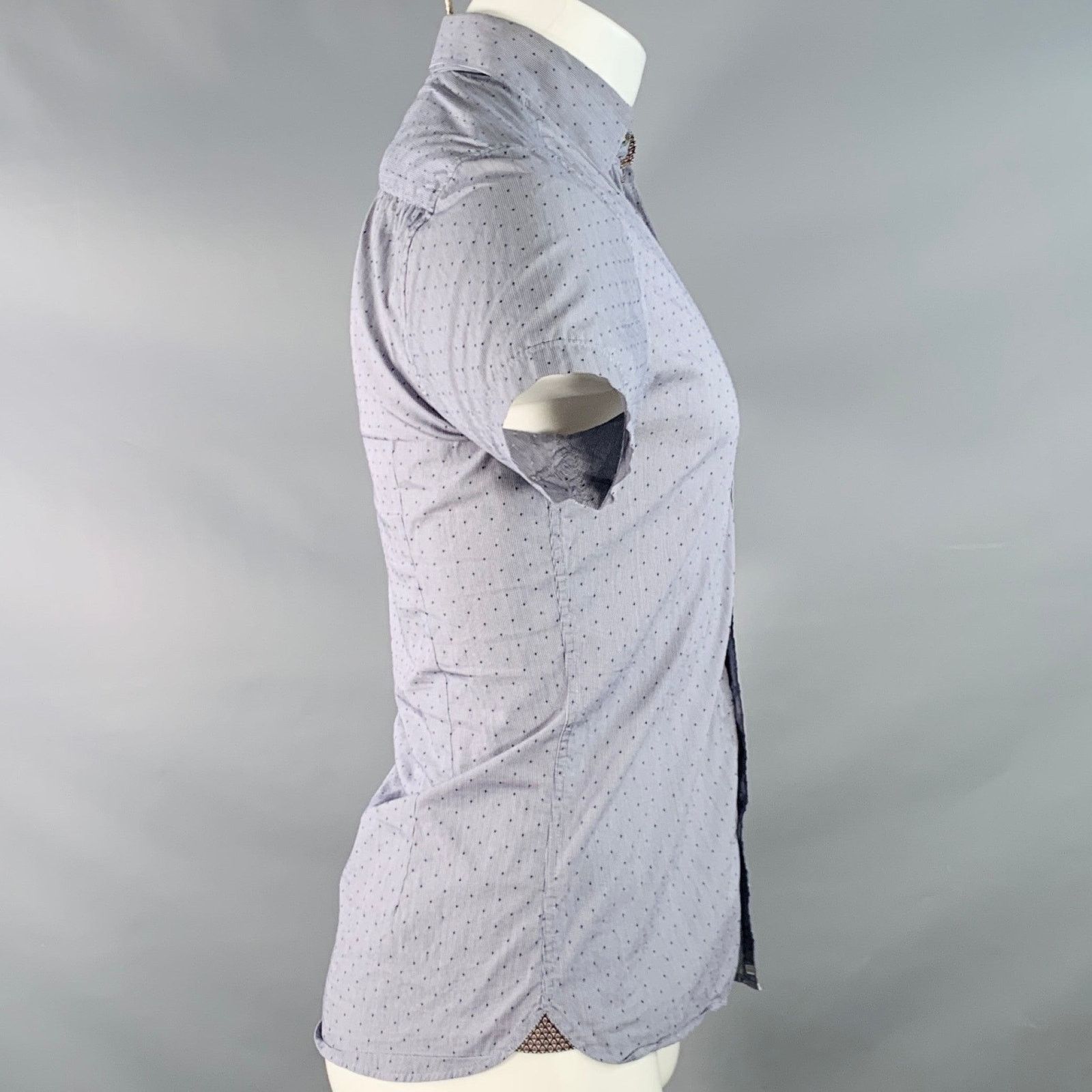 Ted Baker Bwenno Navy White Dots Cotton Blend One Pocket Short Sleeve Size US S / EU 44-46 / 1 - 4 Thumbnail