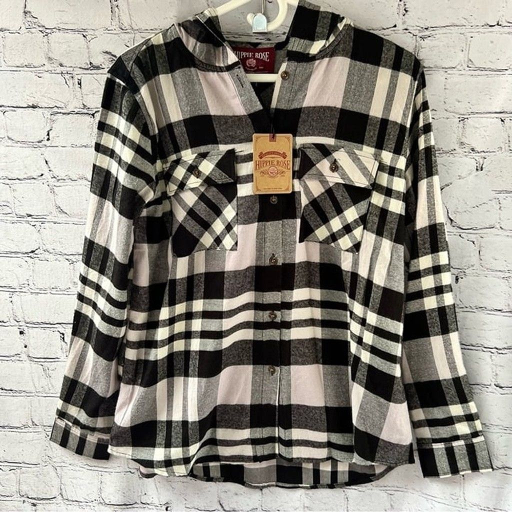 Other NWT Hippie Rose Flannel Hooded Button Down Shirt Lightweight Size XS / US 0-2 / IT 36-38 - 1 Thumbnail