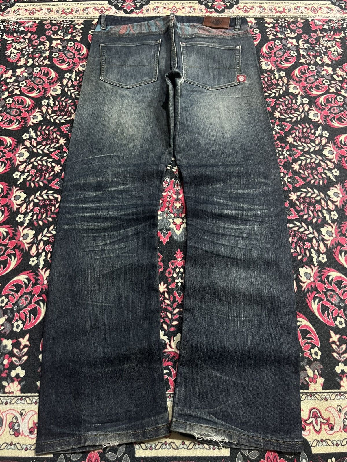 Element Vintage Element Dark Blue Washed Distress Straight Leg Jeans Size US 32 / EU 48 - 2 Thumbnail