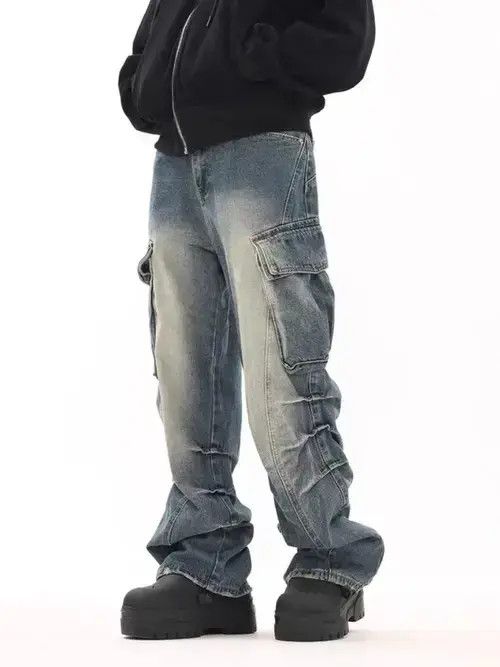 Japanese Brand × Jean Vintage washed distressed side pocket rare jeans Size US 32 / EU 48 - 1 Thumbnail
