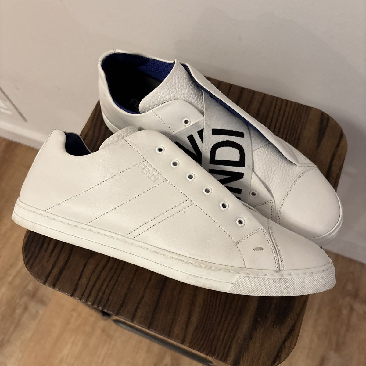 Fendi Fendi white leather low-top slip-on sneakers Size 10 US Size US 10 / EU 43 - 1 Thumbnail