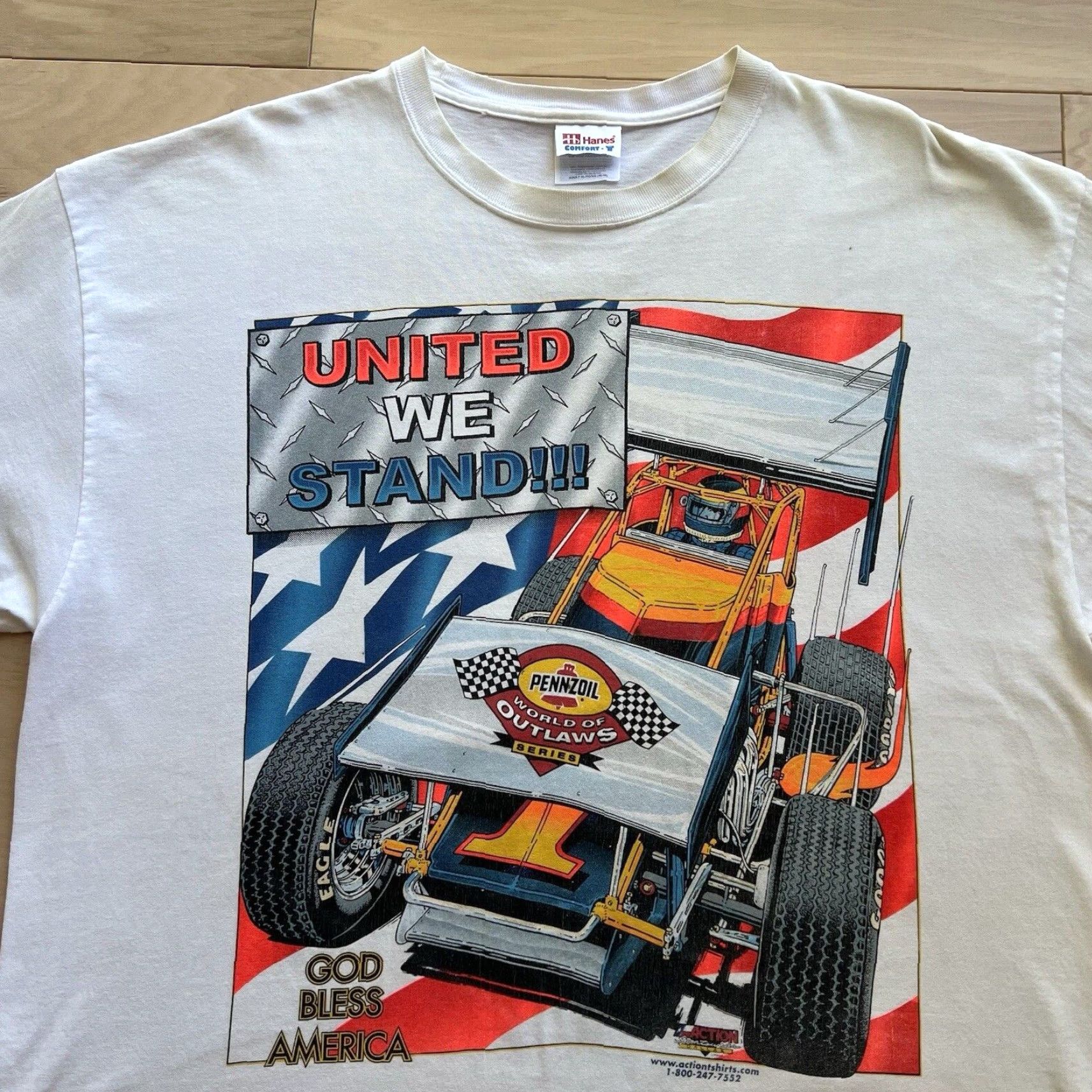 Vintage VINTAGE Outlaws Racing Shirt XL White 90s Pennzoil Eagle Art USA AOP Shirt Mens 90s Size US XL / EU 56 / 4 - 3 Thumbnail