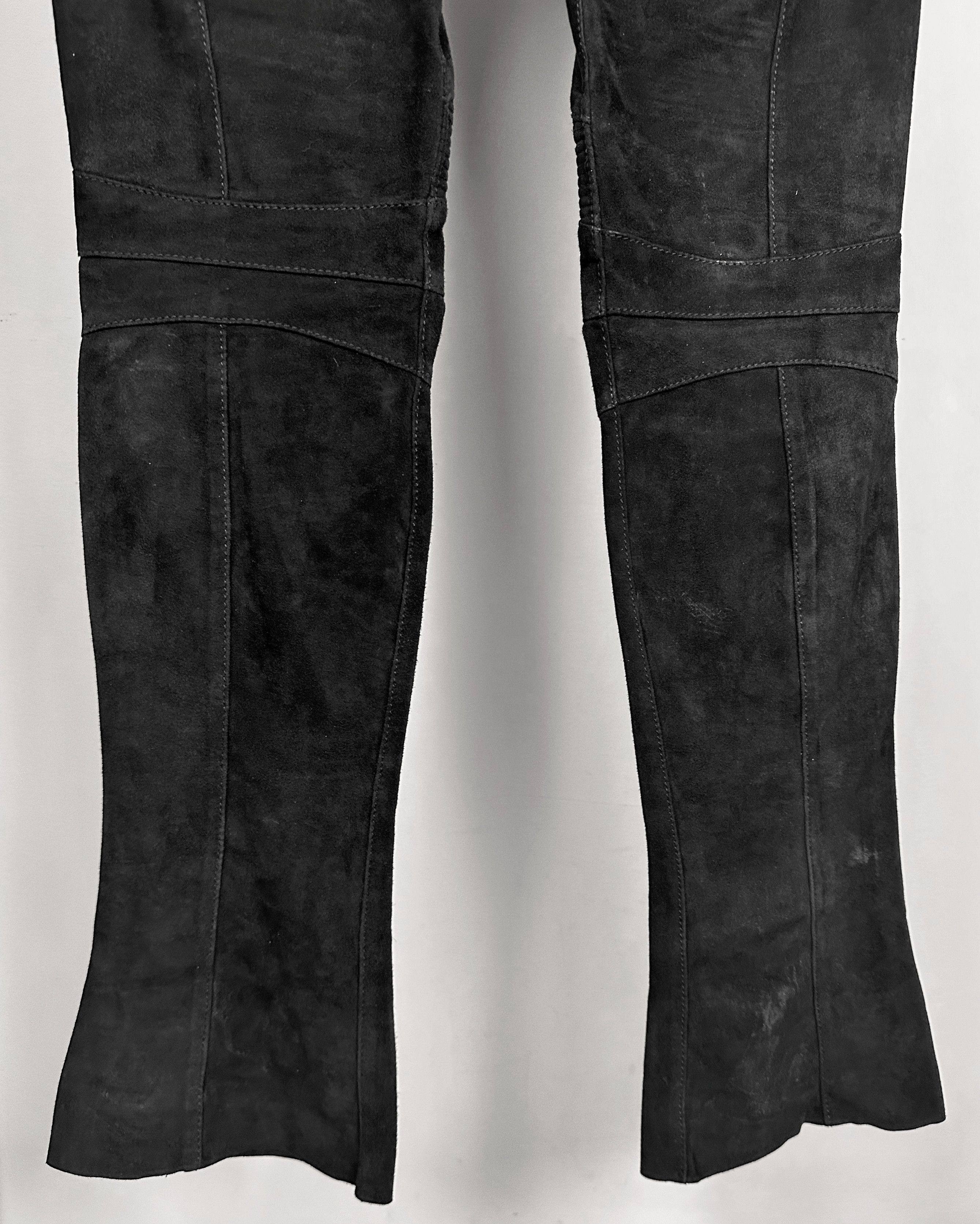 Balmain Balmain Suede Leather Flared Bootcut Biker Jeans Size US 27 - 9 Thumbnail