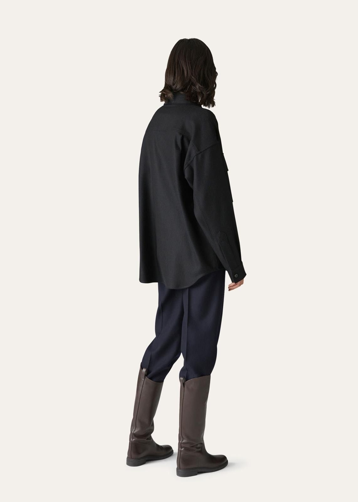 Loro Piana o1srvl11e0824 Alvar Flannel Soft Cashmere Jacket in Black Size XL / US 12-14 / IT 48-50 - 4 Thumbnail