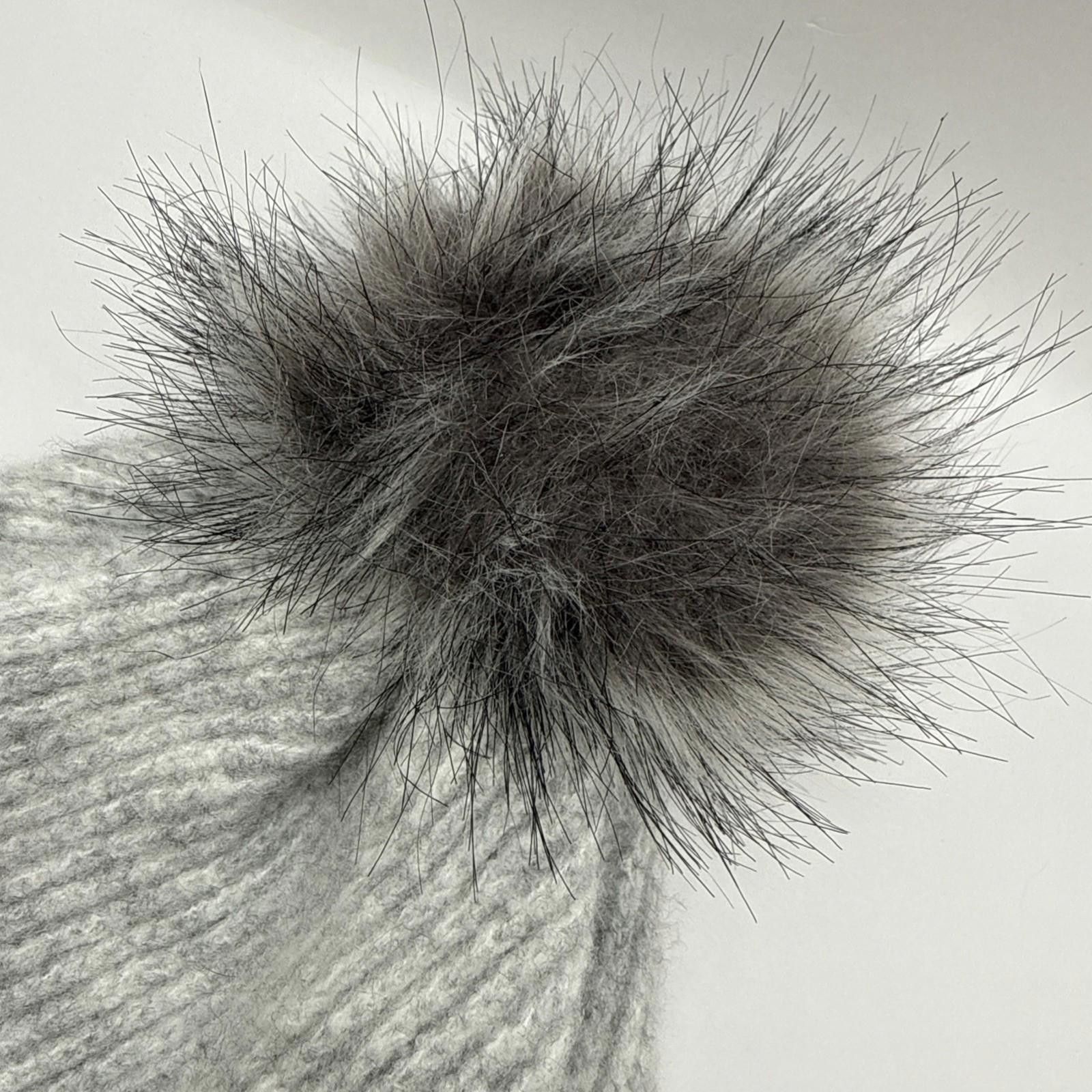 Canterbury of New Zealand Zella Heather Gray Ribbed Pom faux Fur Beanie Hat Lined Size ONE SIZE - 3 Thumbnail