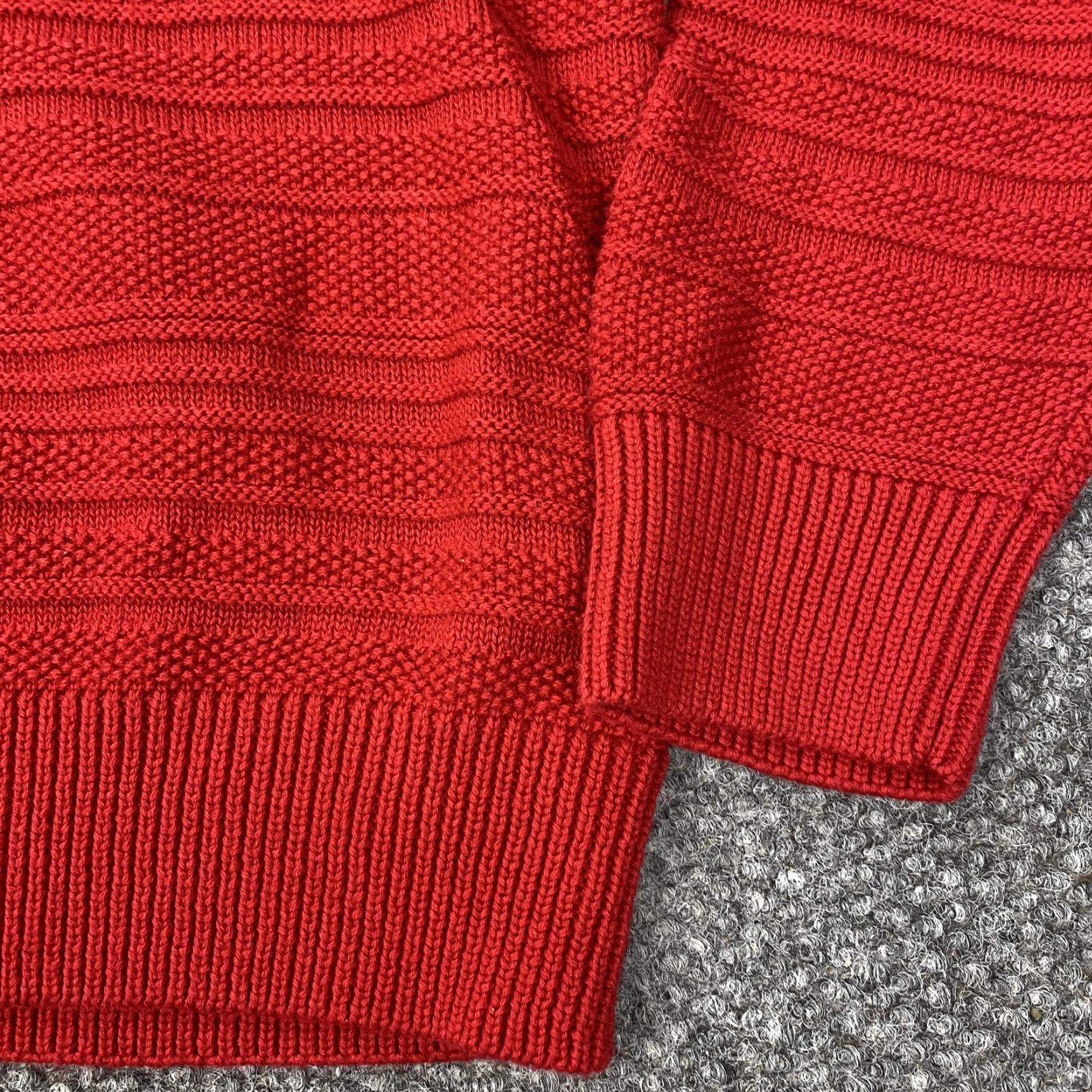 Chaps VINTAGE Chaps Sweater Pullover Mens Large Red Cotton Knit 1/4 Zip Mock Neck Striped Size US L / EU 52-54 / 3 - 2 Thumbnail