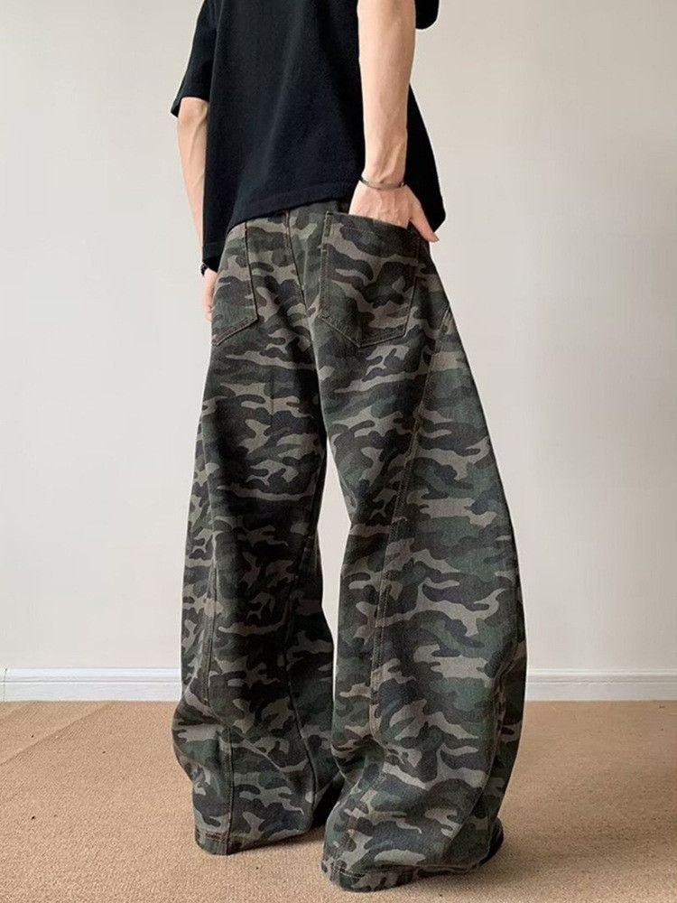 Japanese Brand Men's loose wide-leg casual patchwork camouflage jeans Size US 32 / EU 48 - 3 Thumbnail