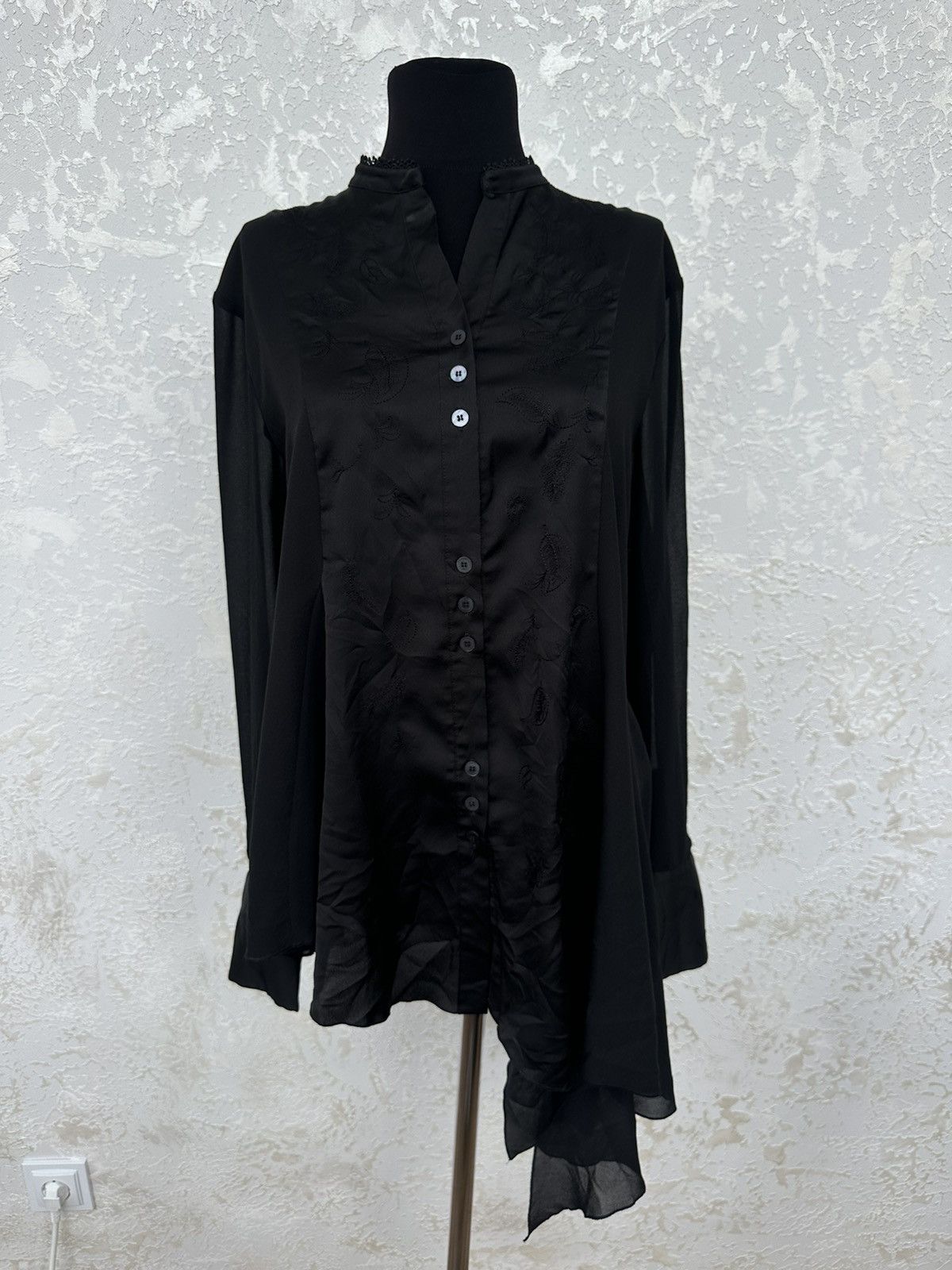 HIGH tech asymmetric shirt blouse black avantgarde Sz USA 8