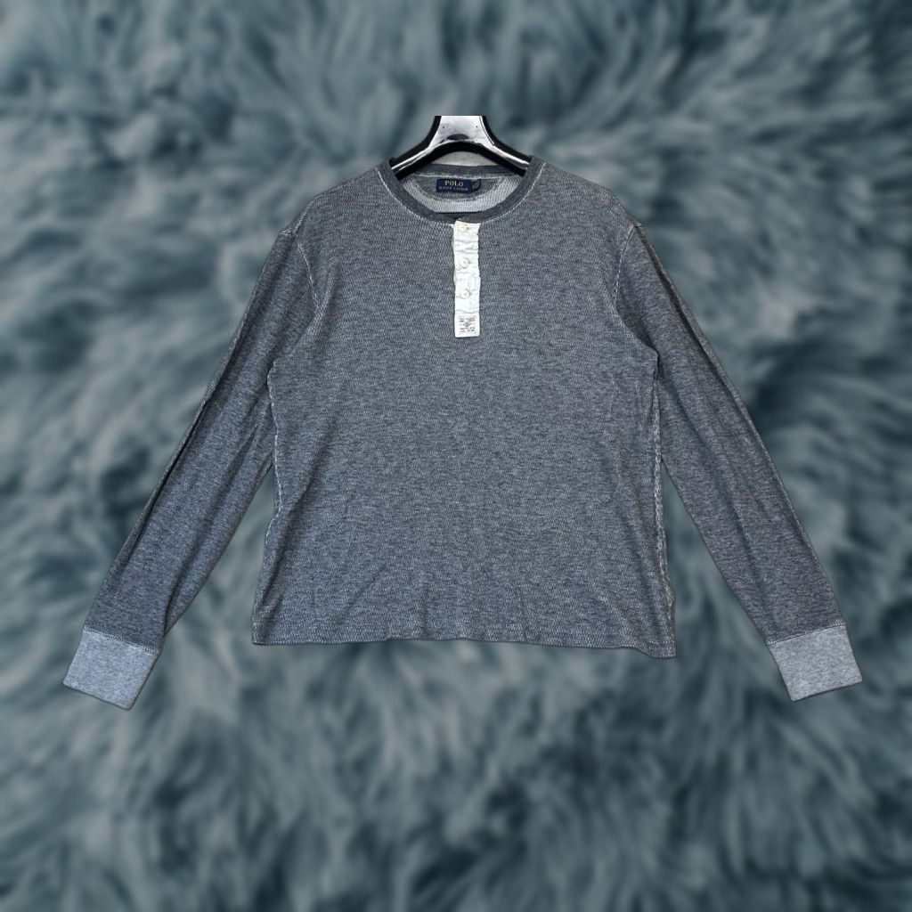Polo Ralph Lauren Polo Ralph Lauren Henley Shirt Gray Thermal Long Sleeve Button Logo USRL Military Mens M Size US M / EU 48-50 / 2 - 1 Thumbnail