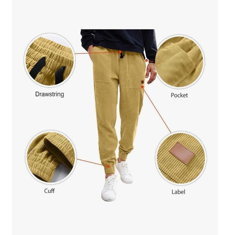 The Unbranded Brand Mens Corduroy Joggers Drawstring Waist with Pockets size XL Size US 44 / EU 60 - 6 Thumbnail