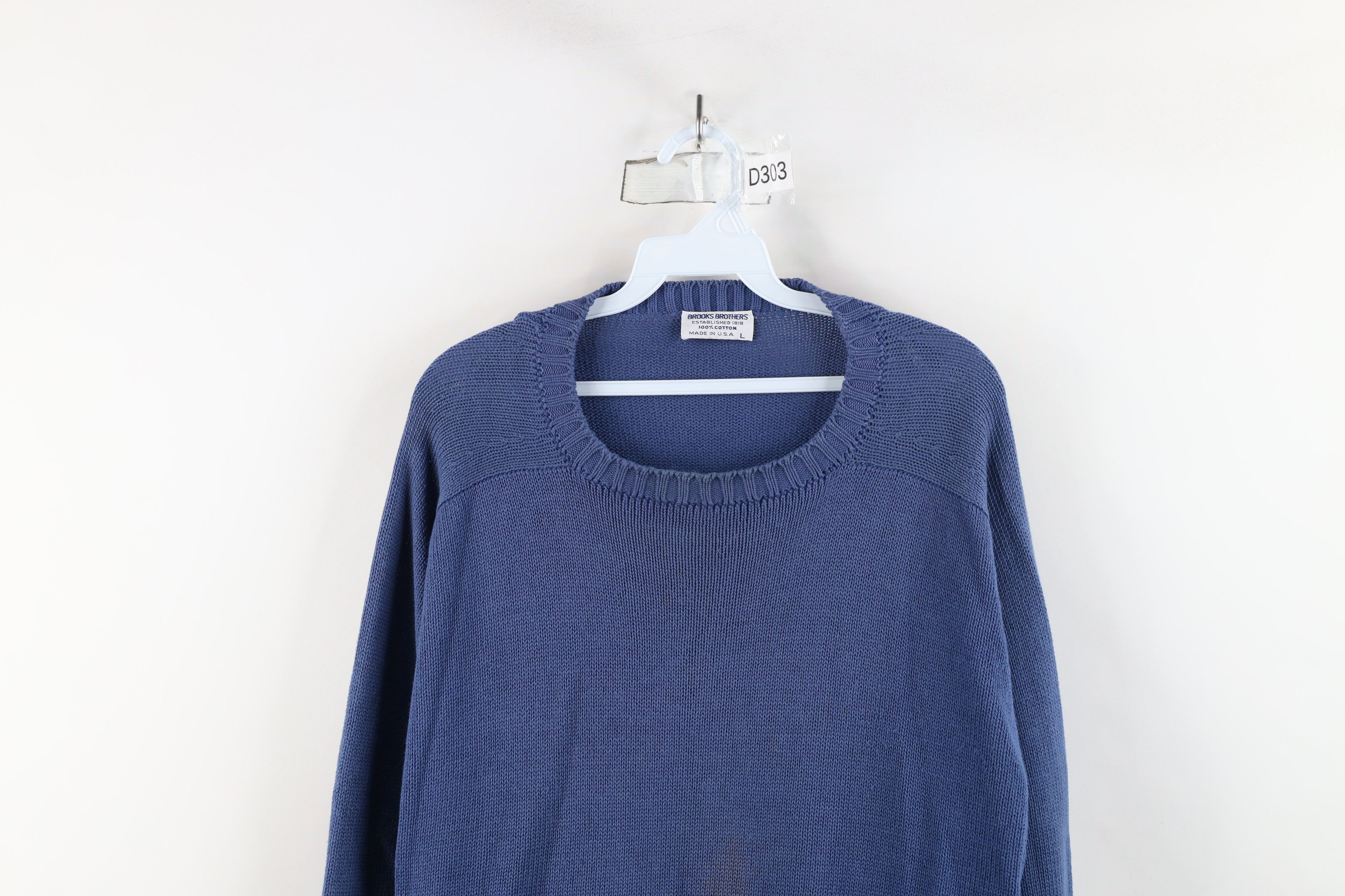 Brooks Brothers × Vintage Vintage 60s Brooks Brothers Cotton Knit Sweater Blue USA Size US L / EU 52-54 / 3 - 2 Thumbnail