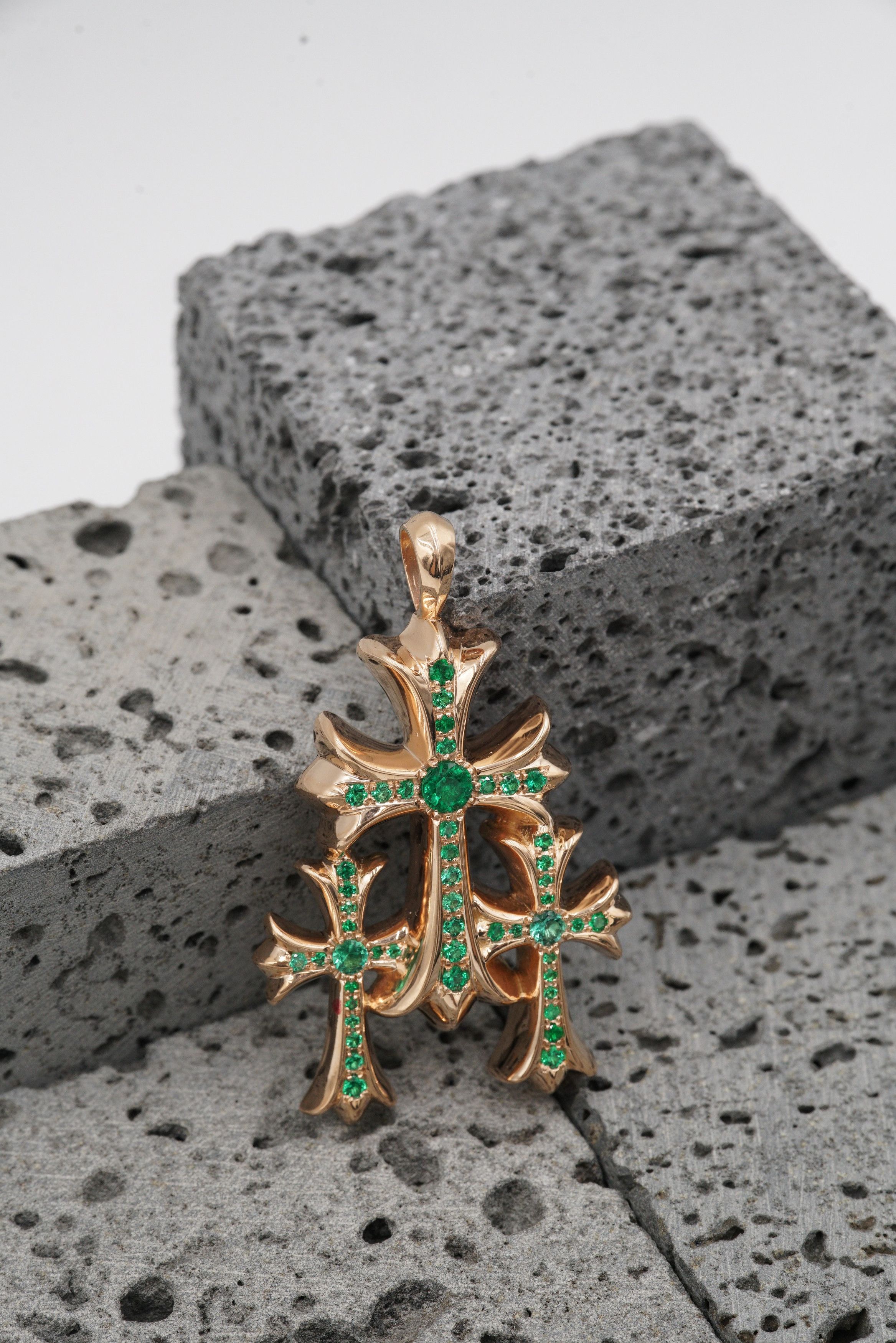Chrome Hearts Chrome Hearts 22k Emerald Triple Cross Pendant Size ONE SIZE - 3 Thumbnail
