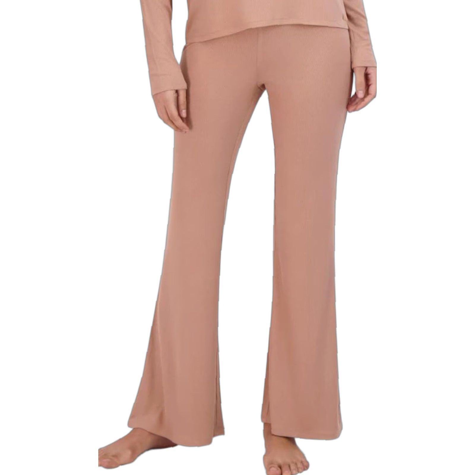 Steve Madden NWT Steve Madden Women's Ribbed Flare-Leg Sleep Pants - Praline - Size L - Brown - Pajama Pants - Pull On - Solid - Women Size 36" / US 14 / IT 50 - 1 Thumbnail