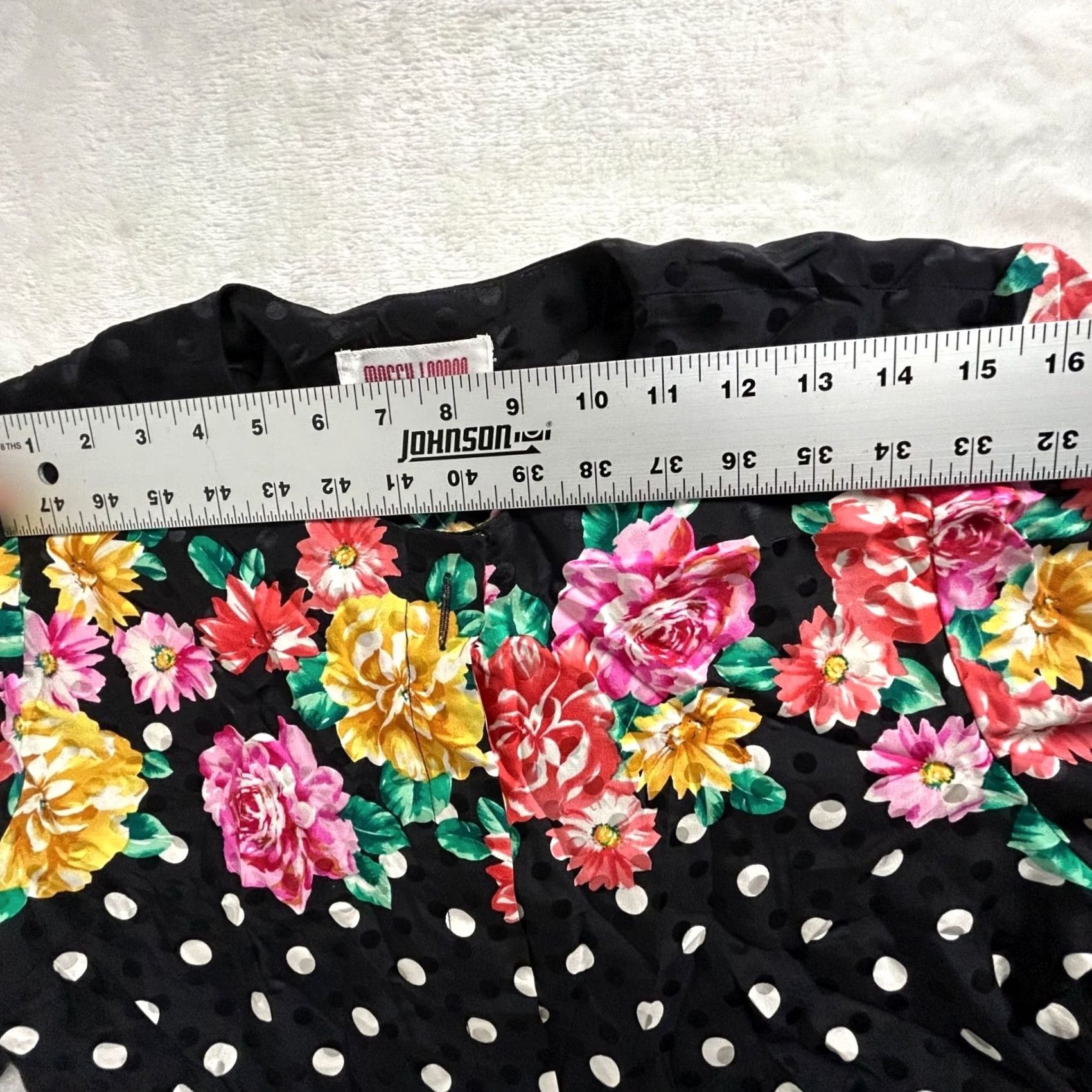 MAGGY LONDON VINTAGE Maggy London Blouse Womens 100% Silk Floral Polka Dot Black Multi Size 6 Size M / US 6-8 / IT 42-44 - 5 Thumbnail
