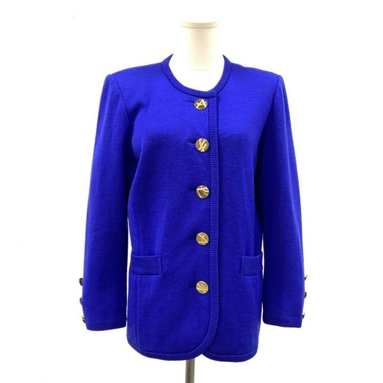 Yves Saint Laurent Yves Saint Laurent Blue Knit Cardigan Size L Size L / US 10 / IT 46 - 1 Thumbnail