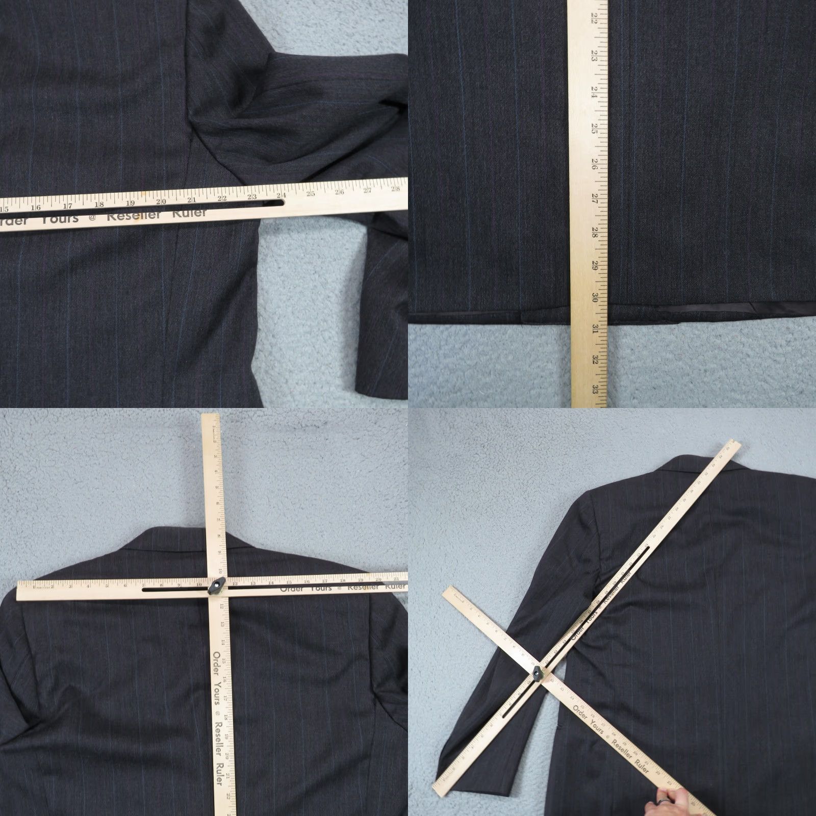 Canali VINTAGE Canali Milano Jacket 44R Charcoal Double-Breasted Wool Pinstripe Blazer Coat Men Size 44R - 10 Thumbnail