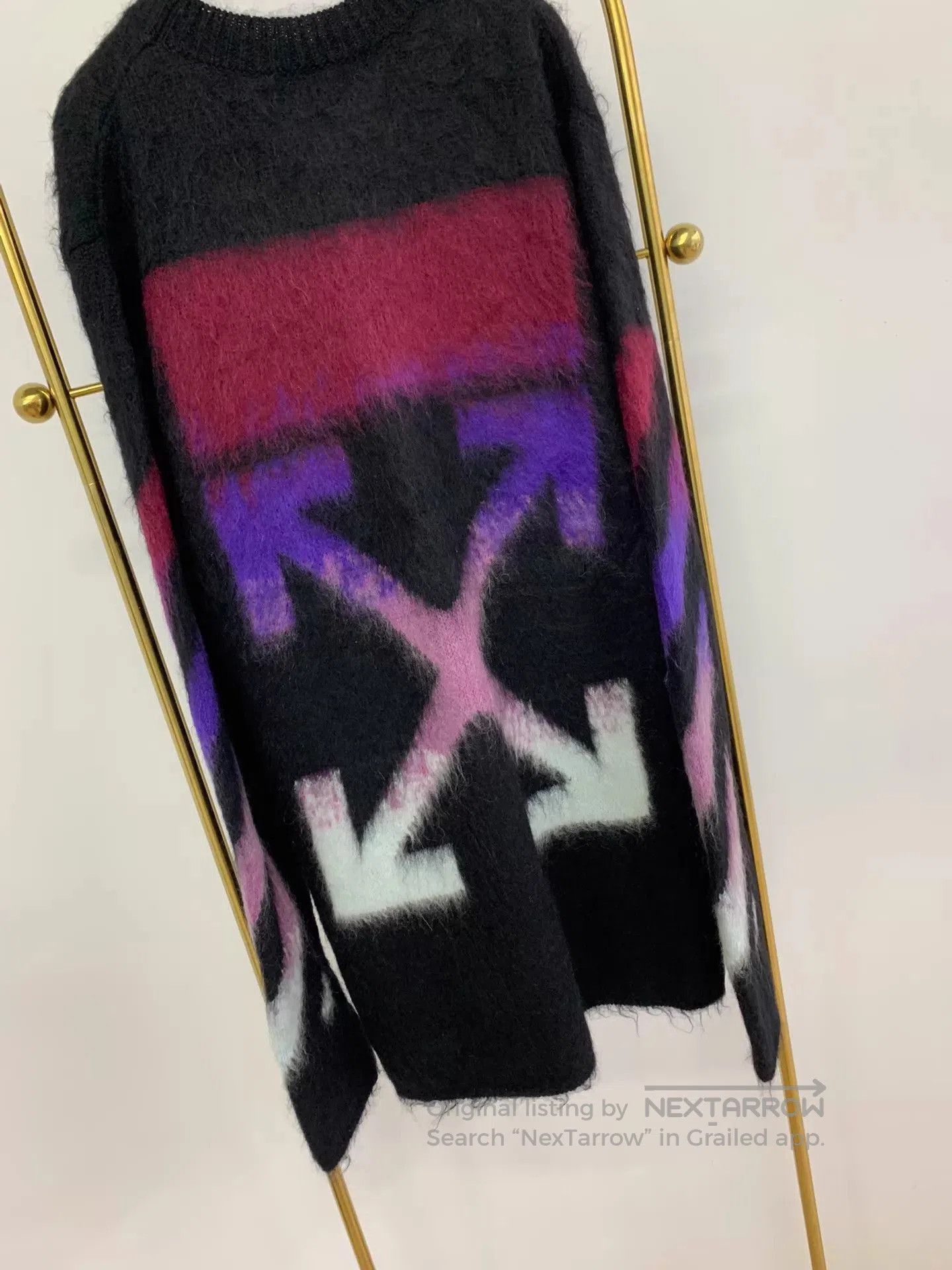 Off-White Black Knit Sweater with Distressed Accents . Size US S / EU 44-46 / 1 - 3 Thumbnail