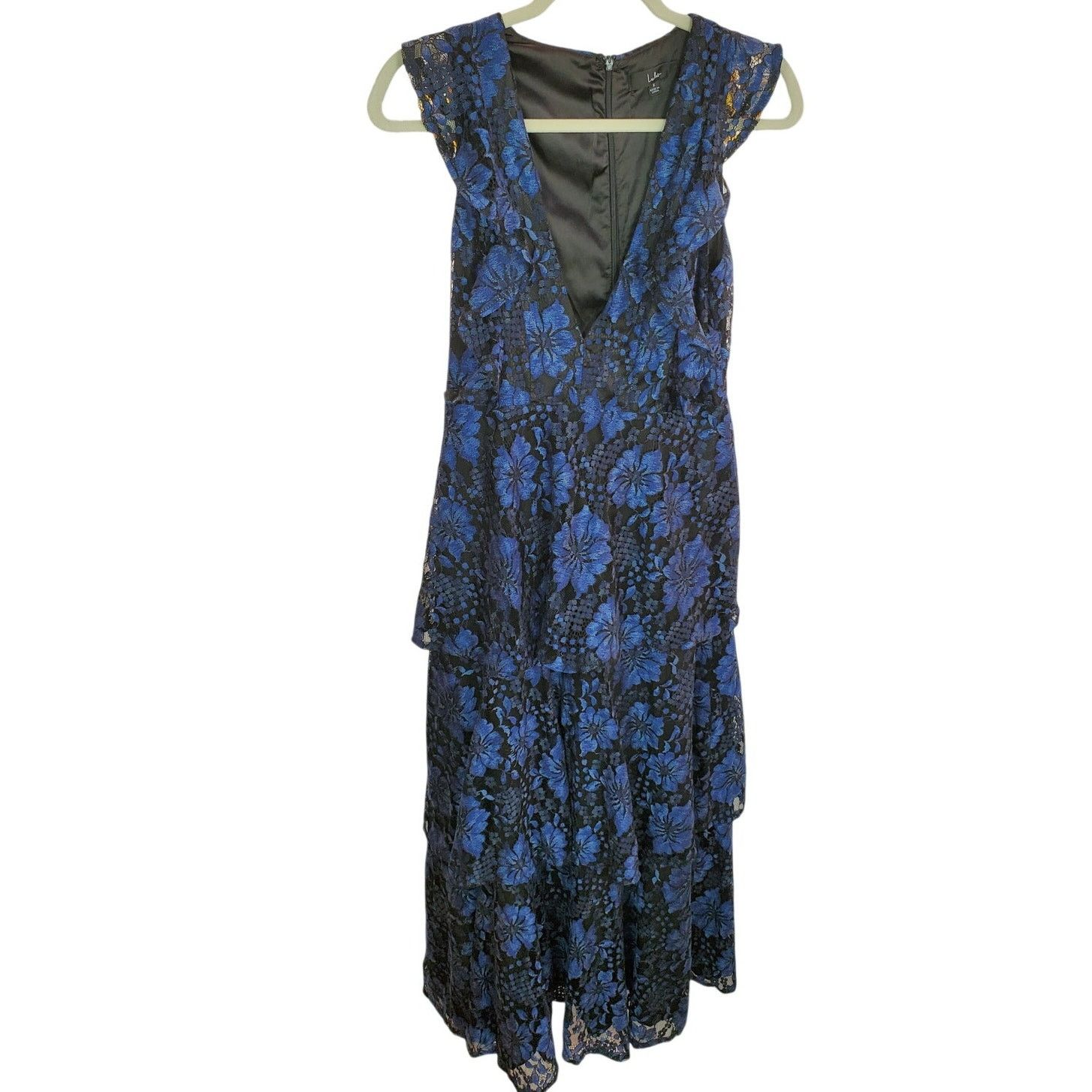 Lulus LuLus Royal Blue Lace Sheath Dress Nude Lined V-Neck Size S Size S / US 4 / IT 40 - 1 Thumbnail