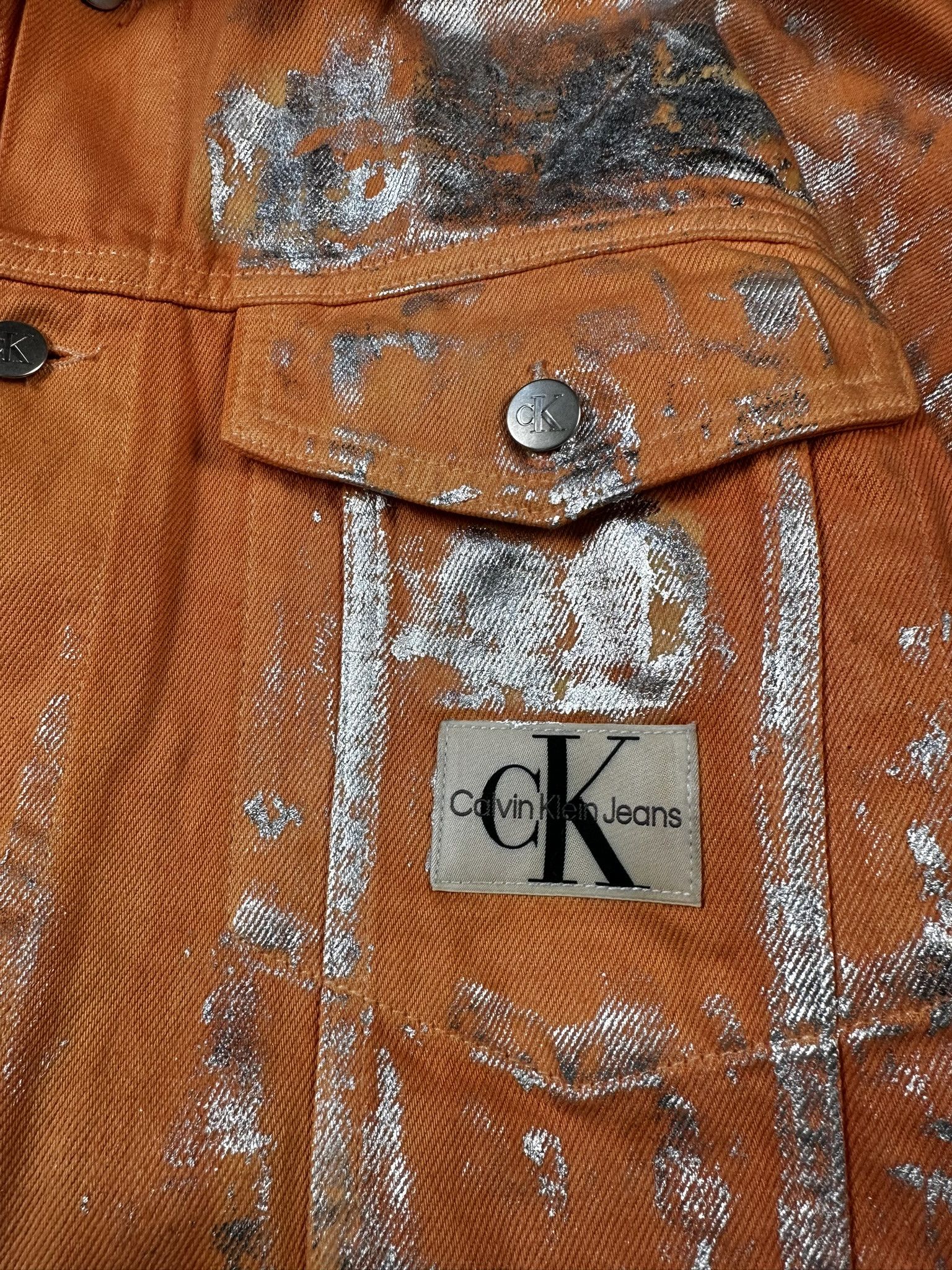 Calvin Klein Calvin Klein Waxed Denim Paint Trucker Jacket Size US L / EU 52-54 / 3 - 5 Thumbnail