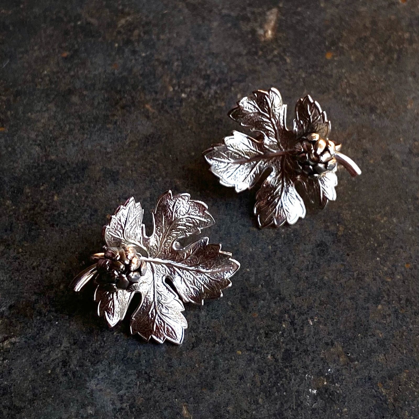 Vintage Vtg 90s Silver Toned Maple Leaf Acorn Clip On Earrings Size ONE SIZE - 2 Thumbnail