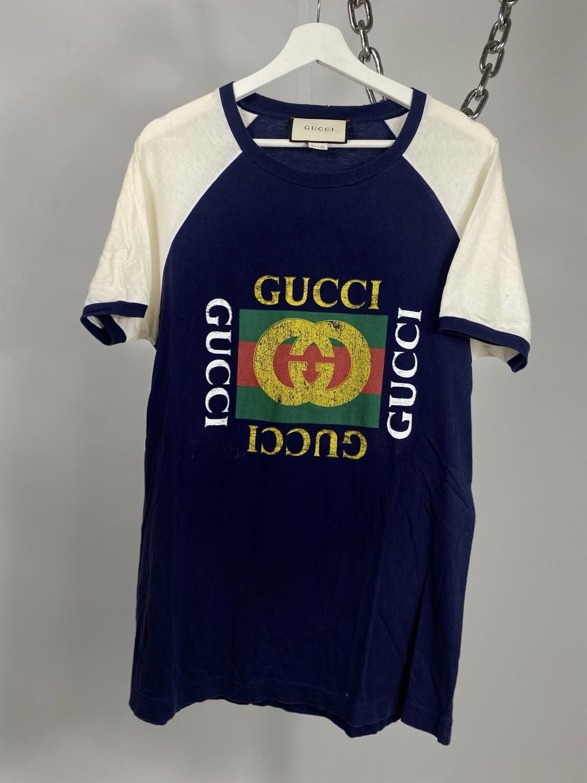 Gucci Modern Future Distressed Cotton Jersey Raglan T- Shirt