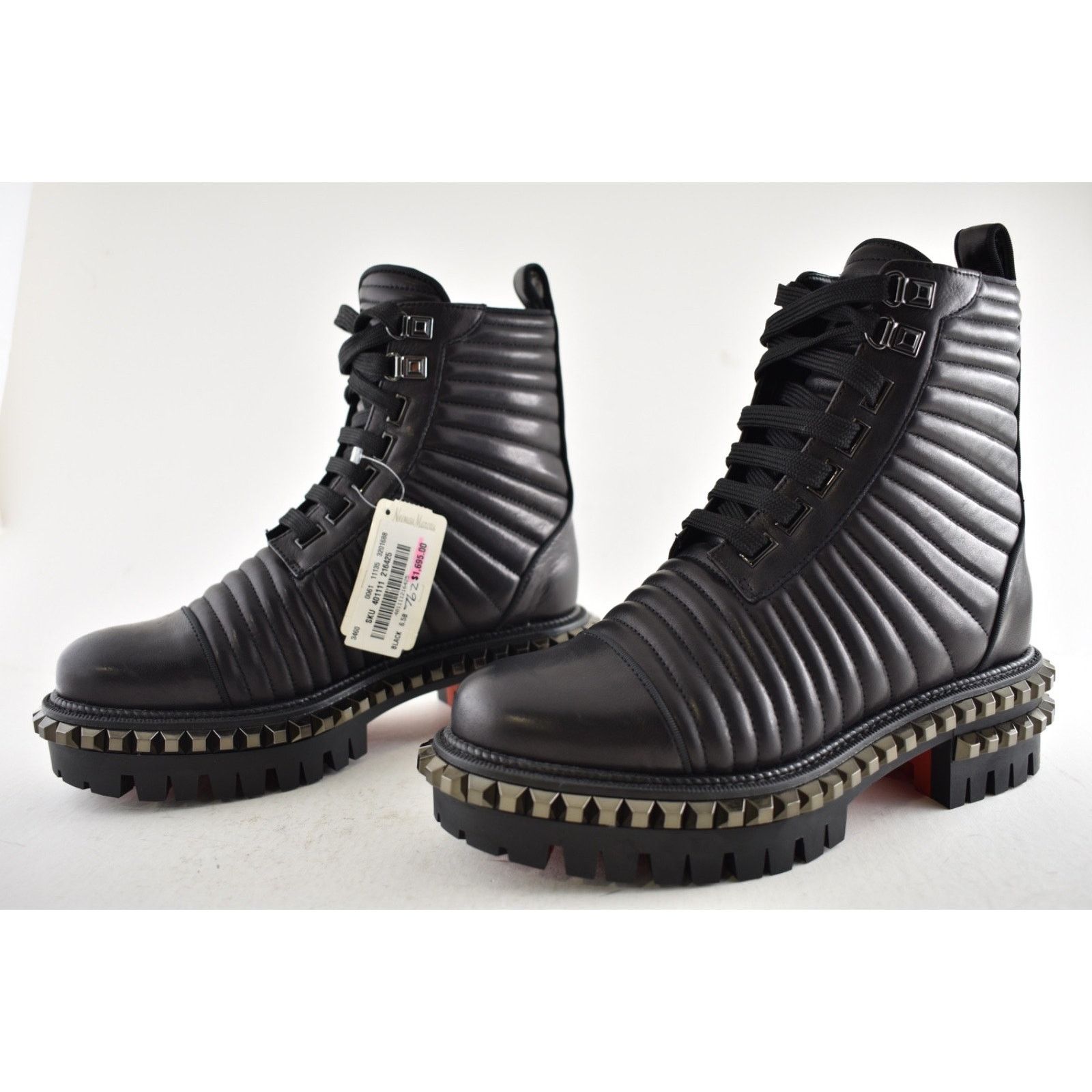 Christian Louboutin Christian Louboutin Yetota Flat Calf Leather Black Spike Size US 6.5 / IT 36.5 - 8 Thumbnail
