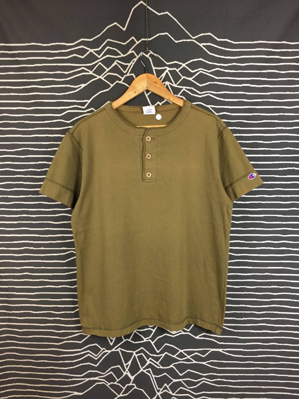 Champion Vtg Champion Athletic Apparel Olive Green Henley Tee Size US L / EU 52-54 / 3 - 2 Thumbnail