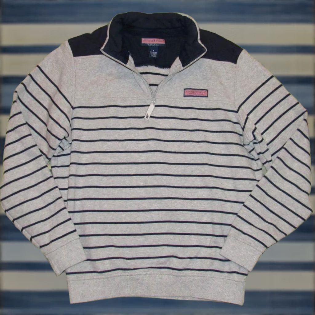 Vineyard Vines VINEYARD VINES Grey Blue 1/4 Zip Shep Sweater Small S Mens Pullover Cardigan Sweater Grey/Blue Size US S / EU 44-46 / 1 - 1 Thumbnail