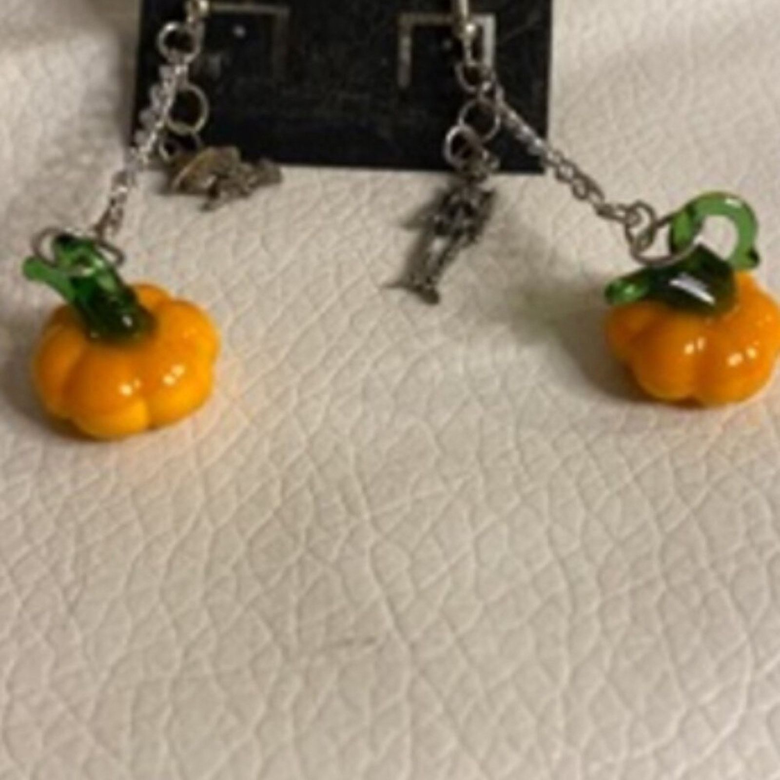 Handmade Handmade Upcycled Halloween Pumpkin Witch Skeleton Earrings Size ONE SIZE - 2 Thumbnail